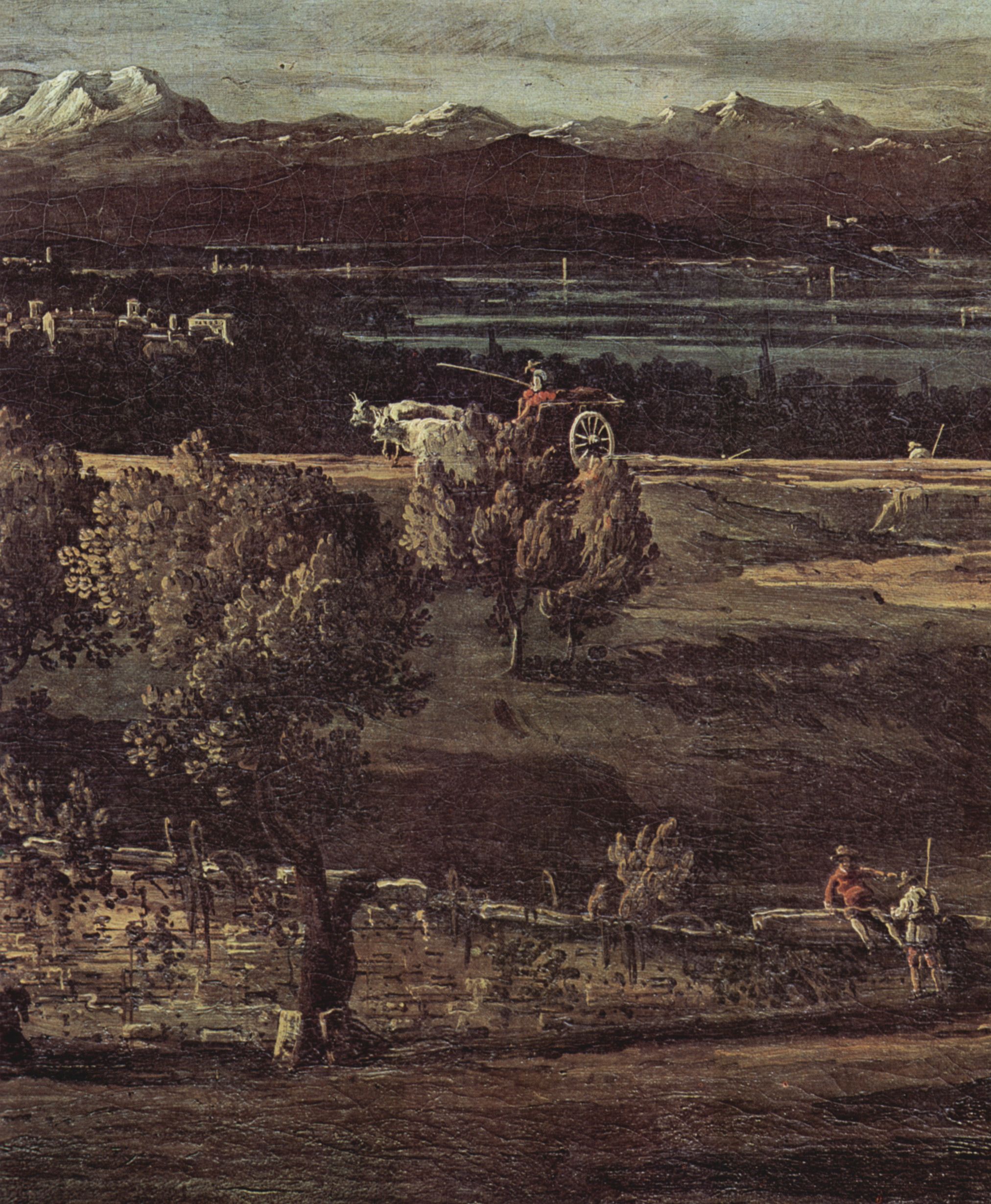 Canaletto (I): Das Dorf Gazzada, Blick von Sd-Ost auf die Villa Melzi d'Eril, Detail