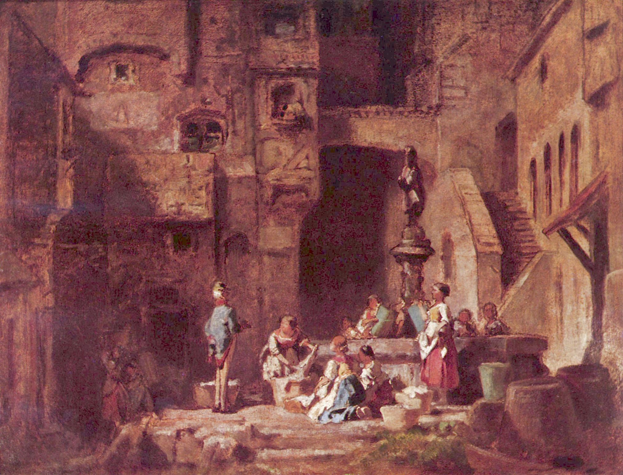 Carl Spitzweg: Wscherinnen am Brunnen