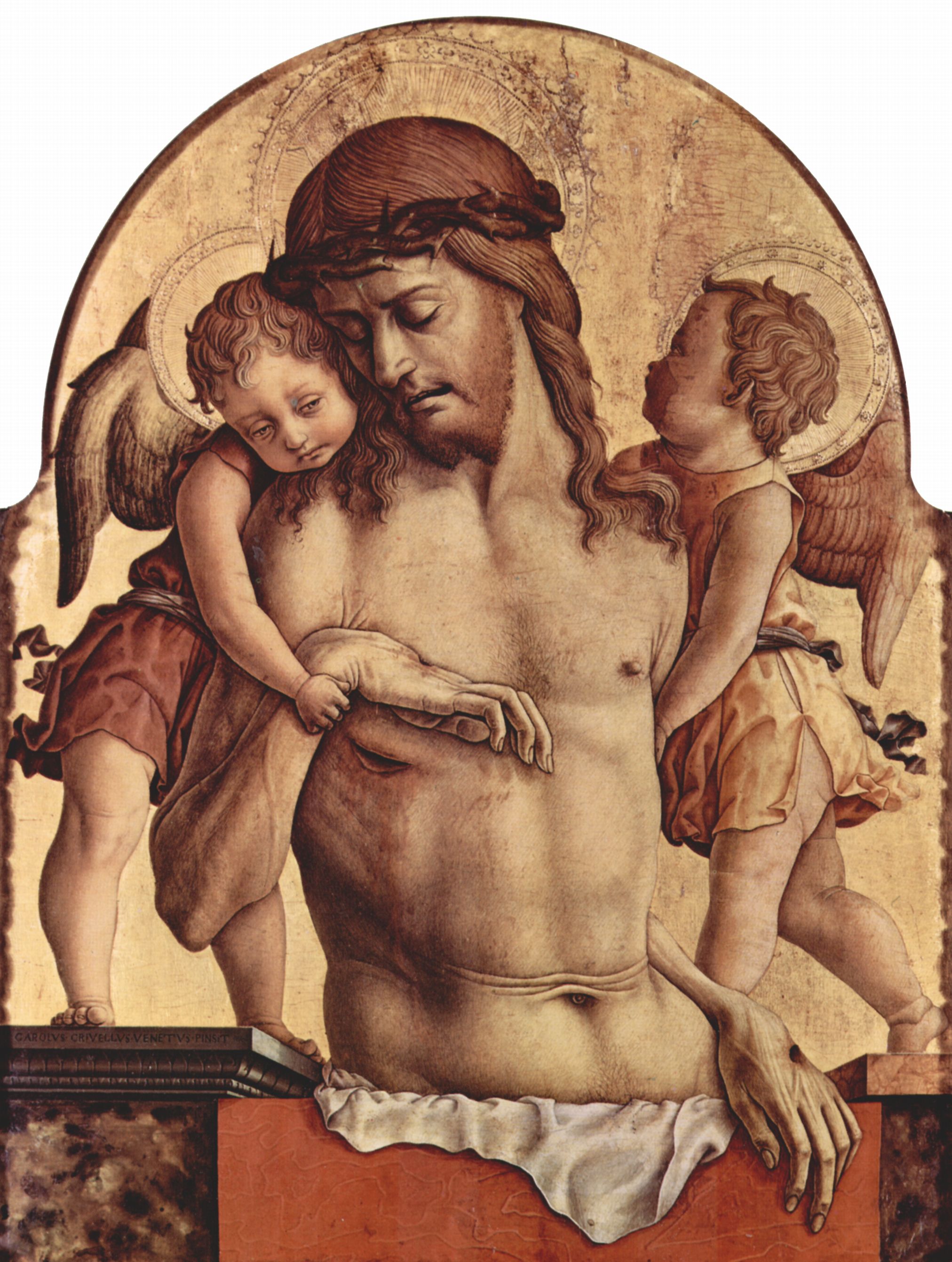 Carlo Crivelli: Altarpolyptychon von San Francesco in Montefiore dell' Aso, Aufsatztafel der Haupttafel: Engelpiet