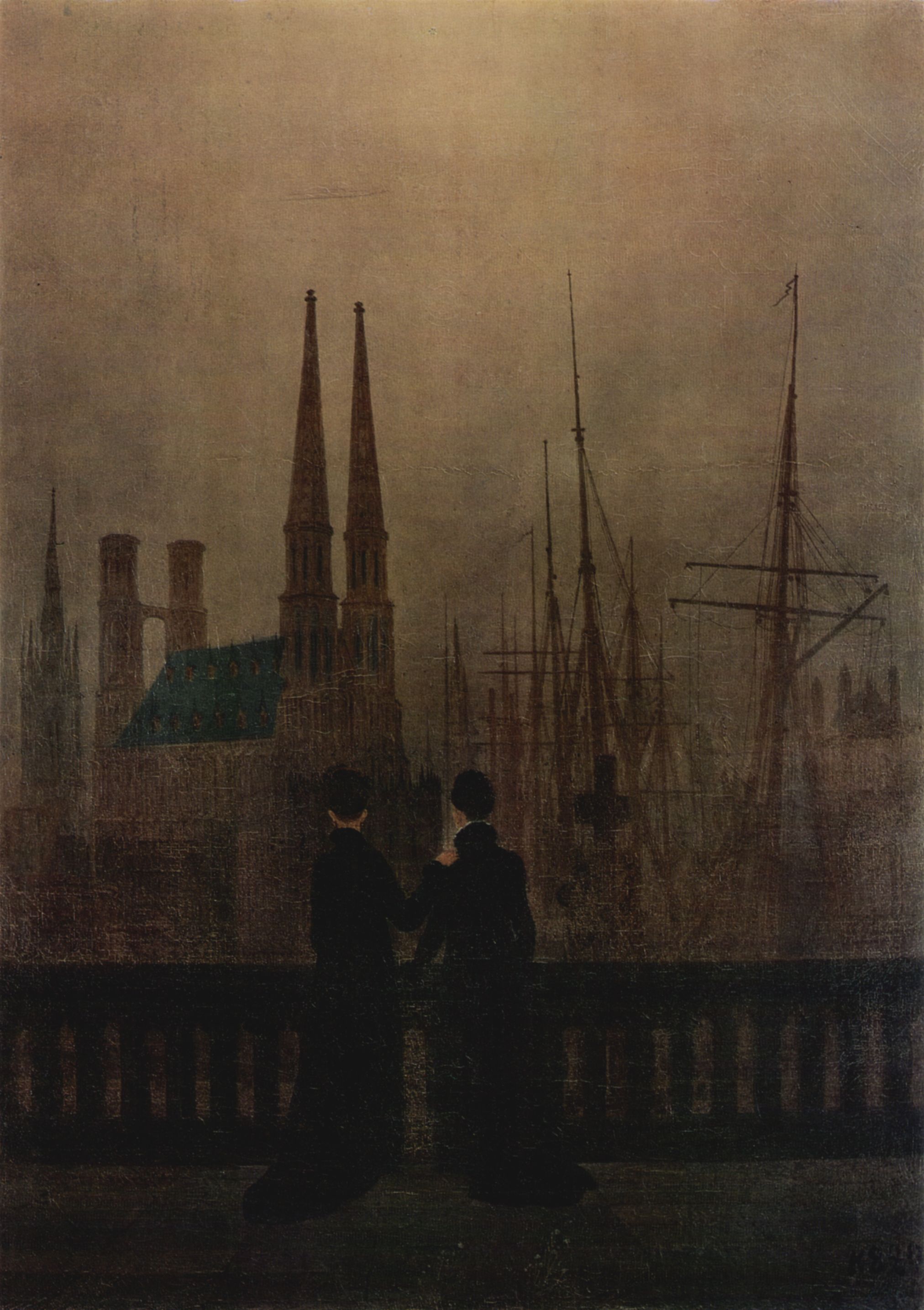 Caspar David Friedrich: Nacht im Hafen (Schwestern)