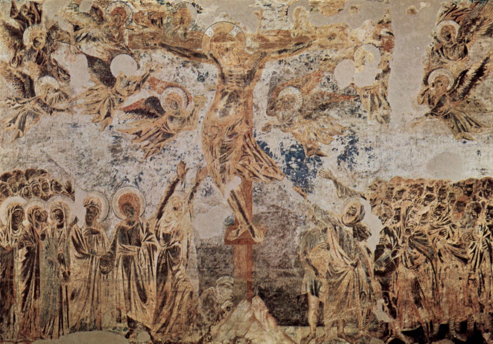 Cimabue: Fresken in der Oberkirche San Francesco in Assisi, Westwand des Querhauses, Szene: Kreuzigung, Fragment