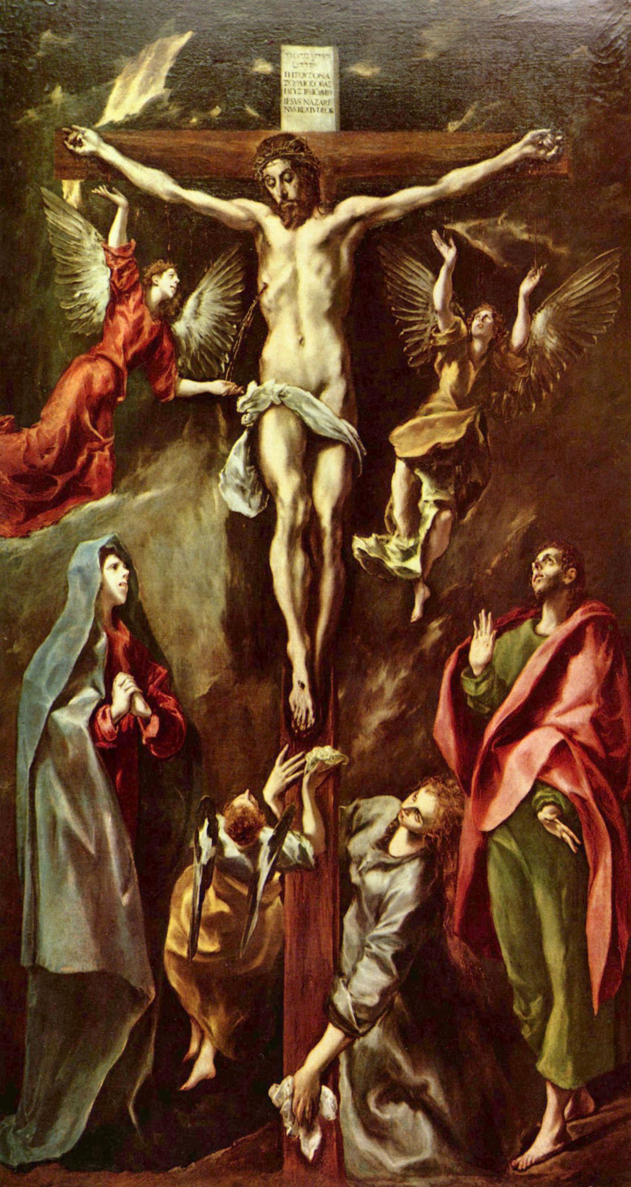 Großbild: El Greco: Christus am Kreuz, mit Maria, Johannes und Maria