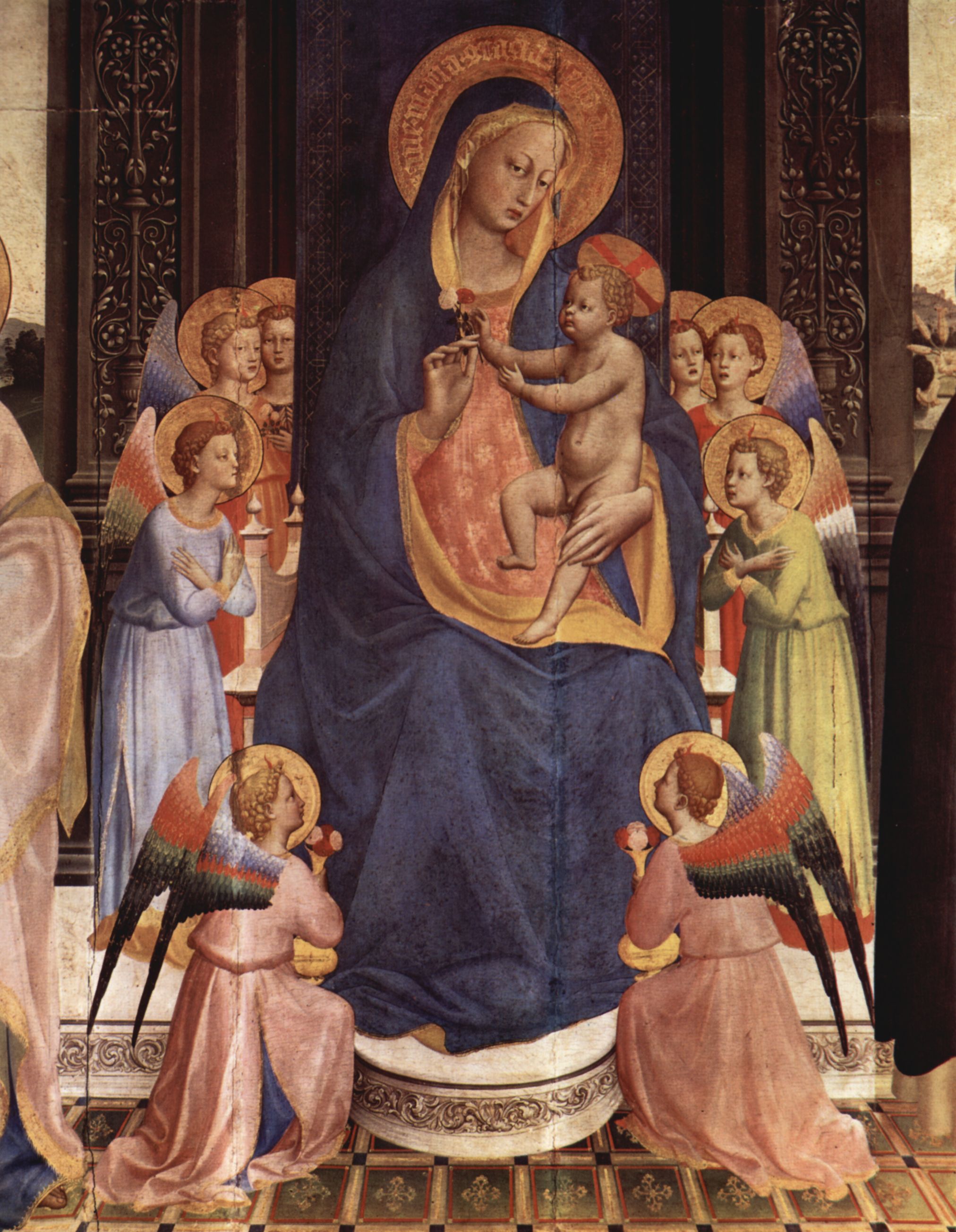 Fra Angelico: Altarretabel von San Domenico in Fiesole, Szene: Thronende Madonna, Detail