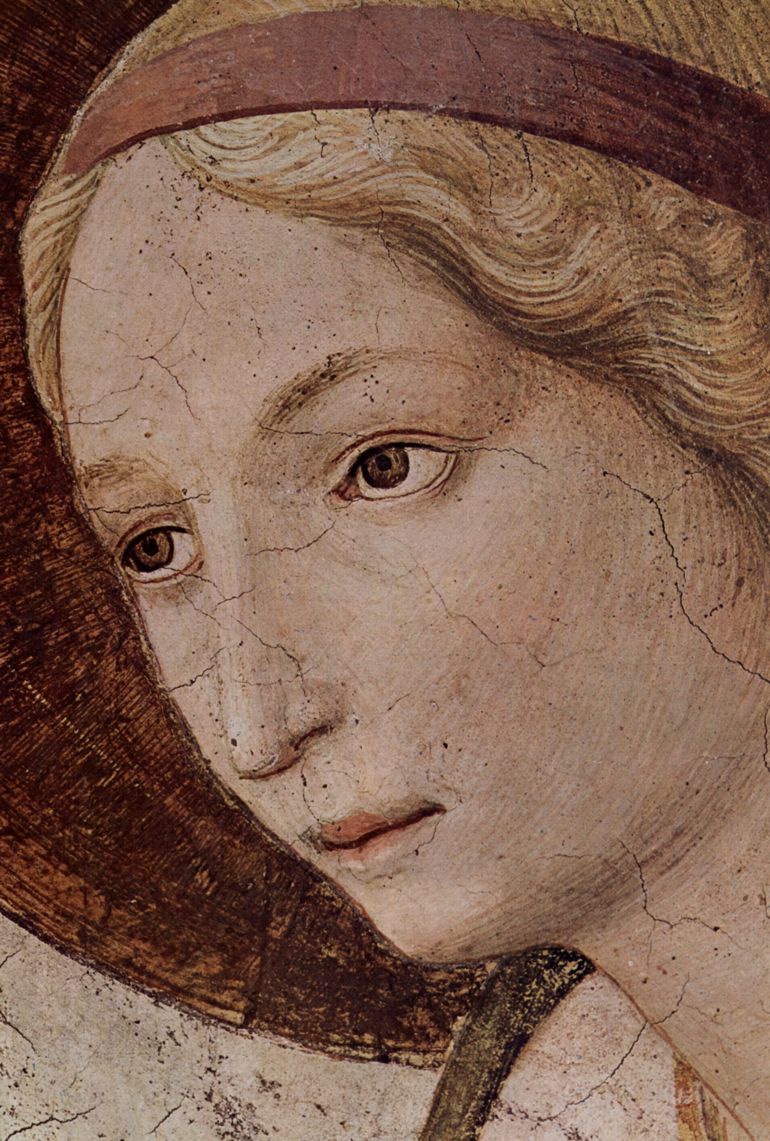 Fra Angelico: Freskenzyklus im Dominikanerkloster San Marco in Florenz, Szene: Verkndigung, Detail: Gesicht der Maria