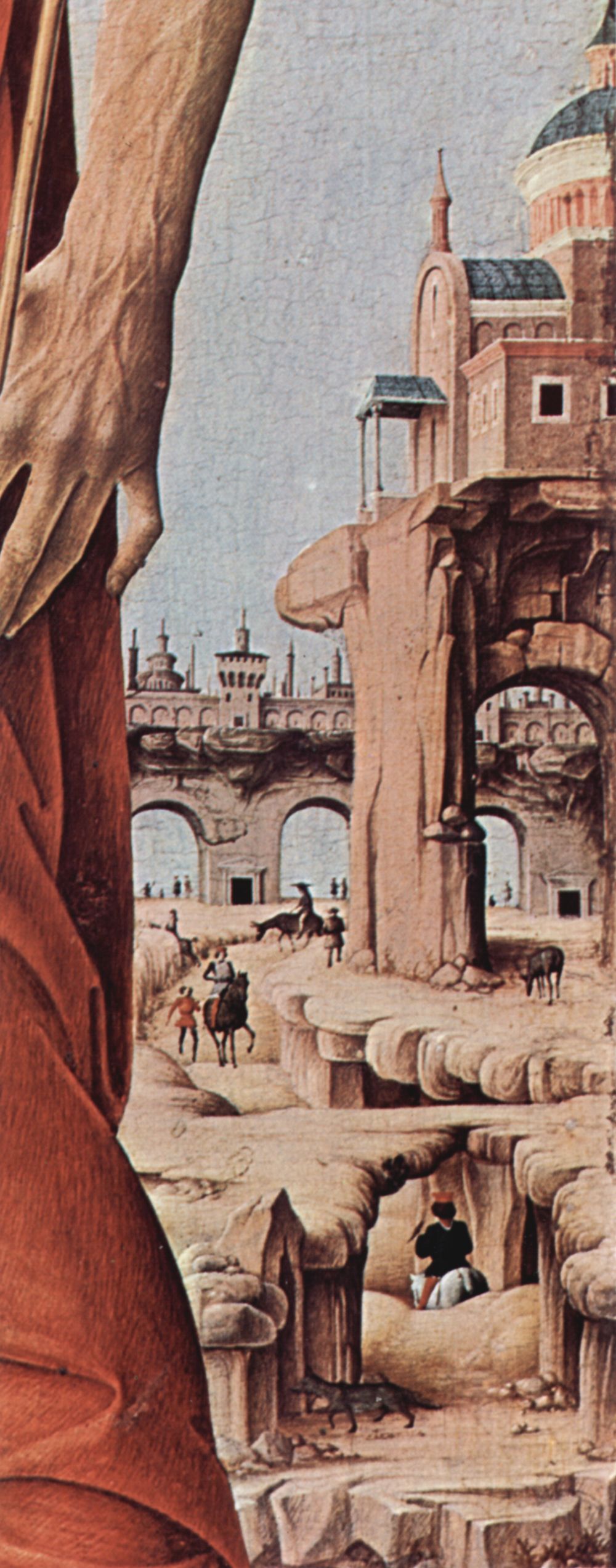 Francesco del Cossa: Griffoni-Altar, ursprl. Griffonikapelle in der San Petronio in Bologna, rechter Flgel: Hl. Johannes der Tufer, Detail
