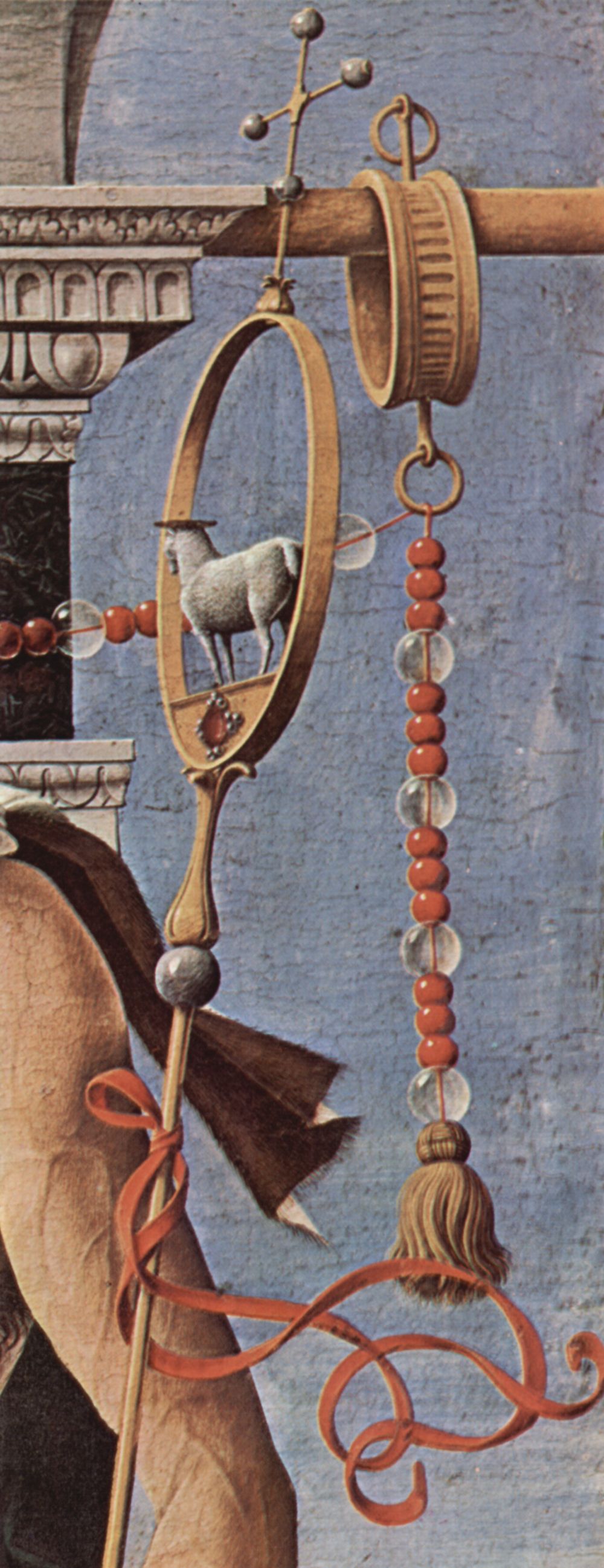 Francesco del Cossa: Griffoni-Altar, ursprl. Griffonikapelle in der San Petronio in Bologna, rechter Flgel: Hl. Johannes der Tufer, Detail