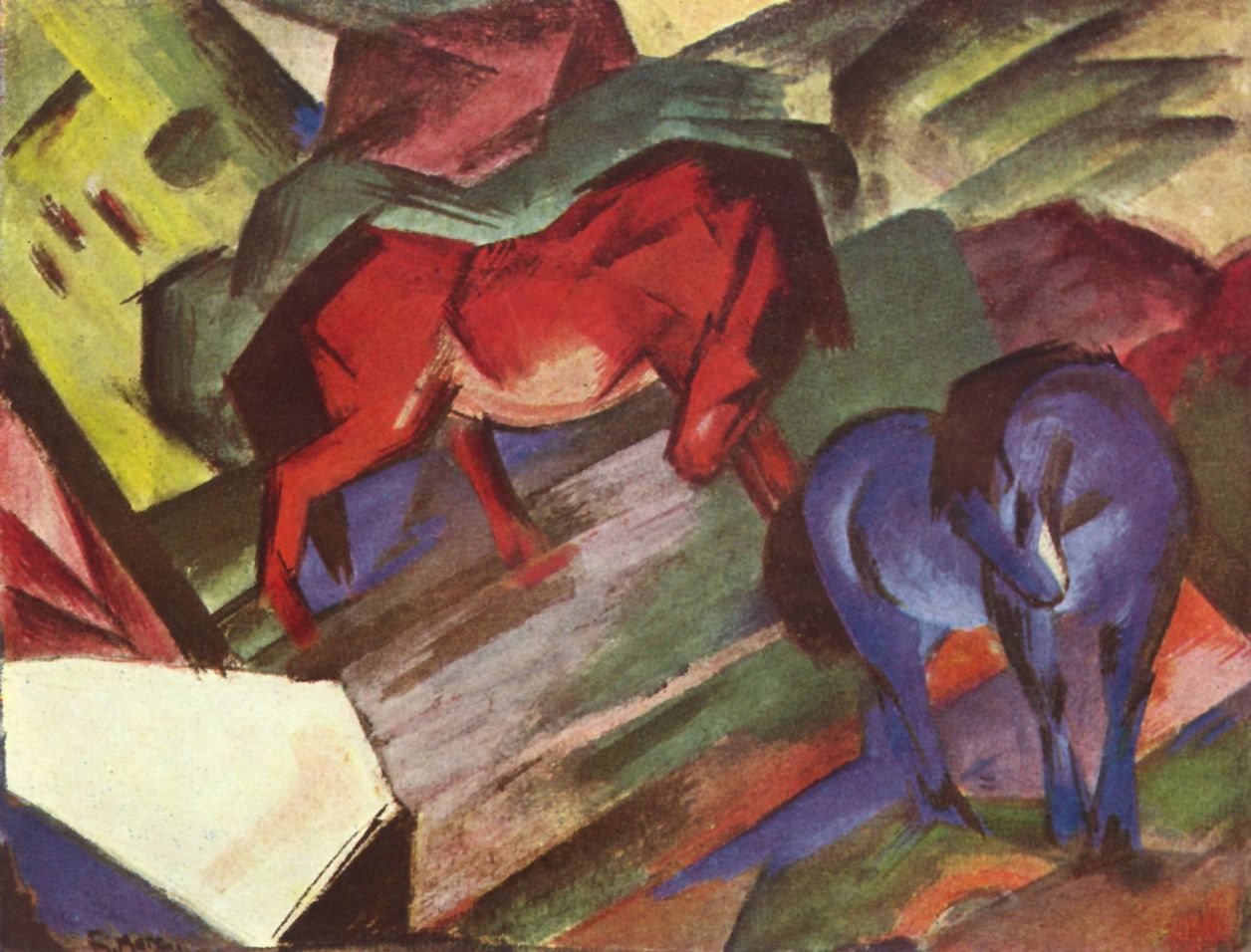 Franz Marc: Rotes und blaues Pferd