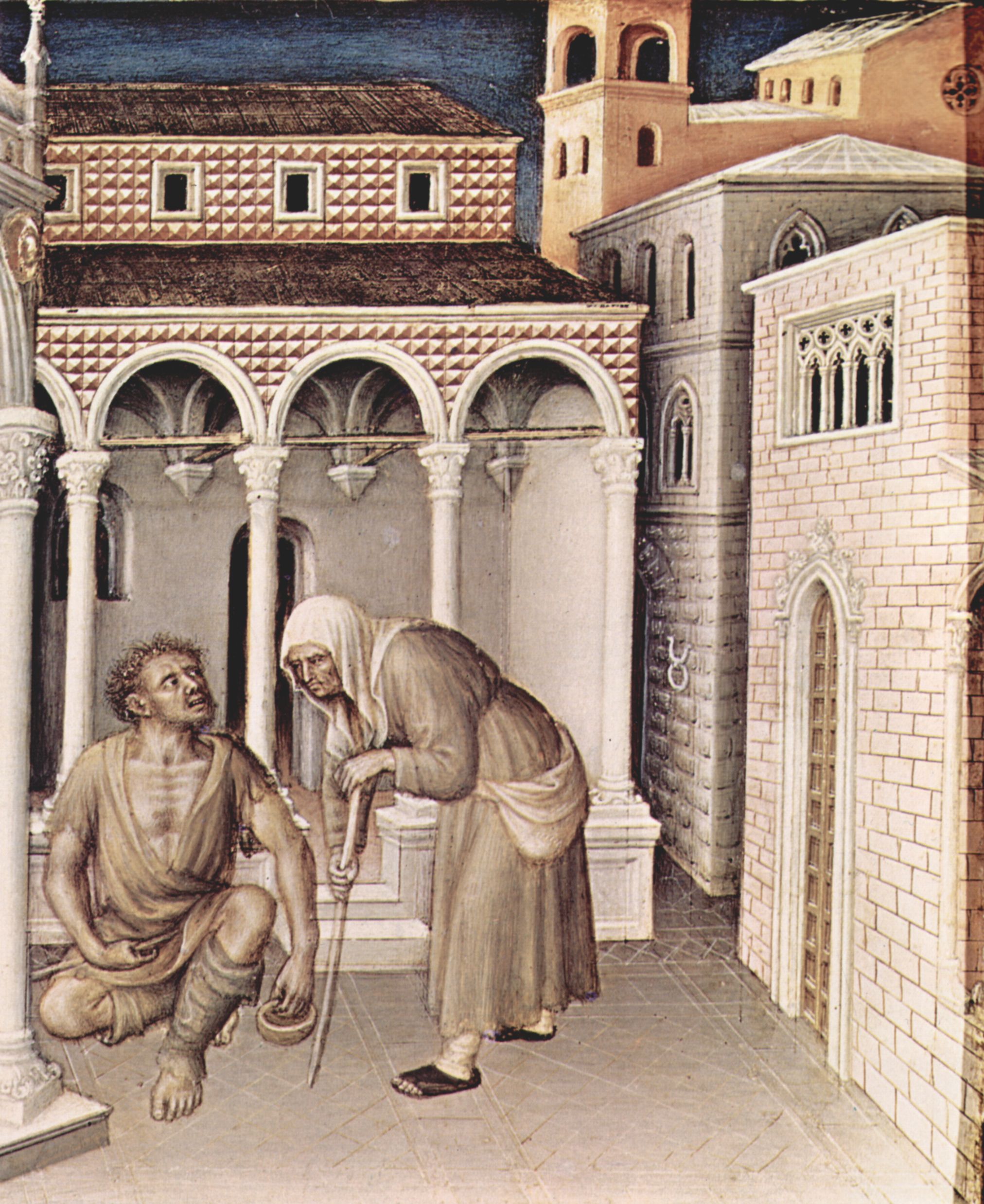 Gentile da Fabriano: Anbetung der Heiligen Drei Knige, linke Predellatafel: Prsentation im Tempel, Detail