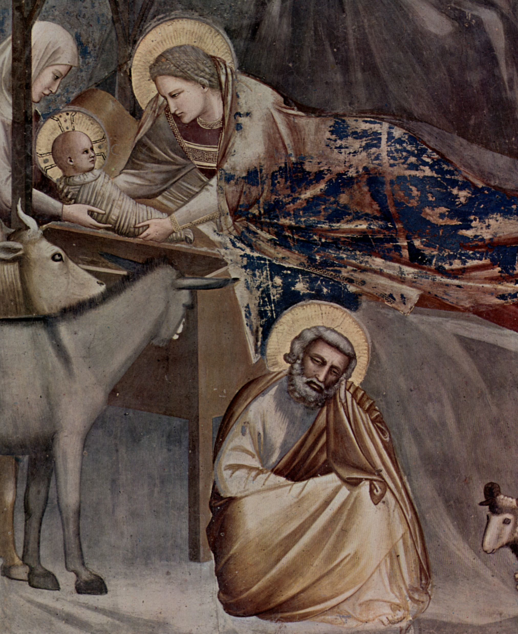 Giotto di Bondone: Freskenzyklus in der Arenakapelle in Padua (Scrovegni-Kapelle), Szene: Christi Geburt, Detail