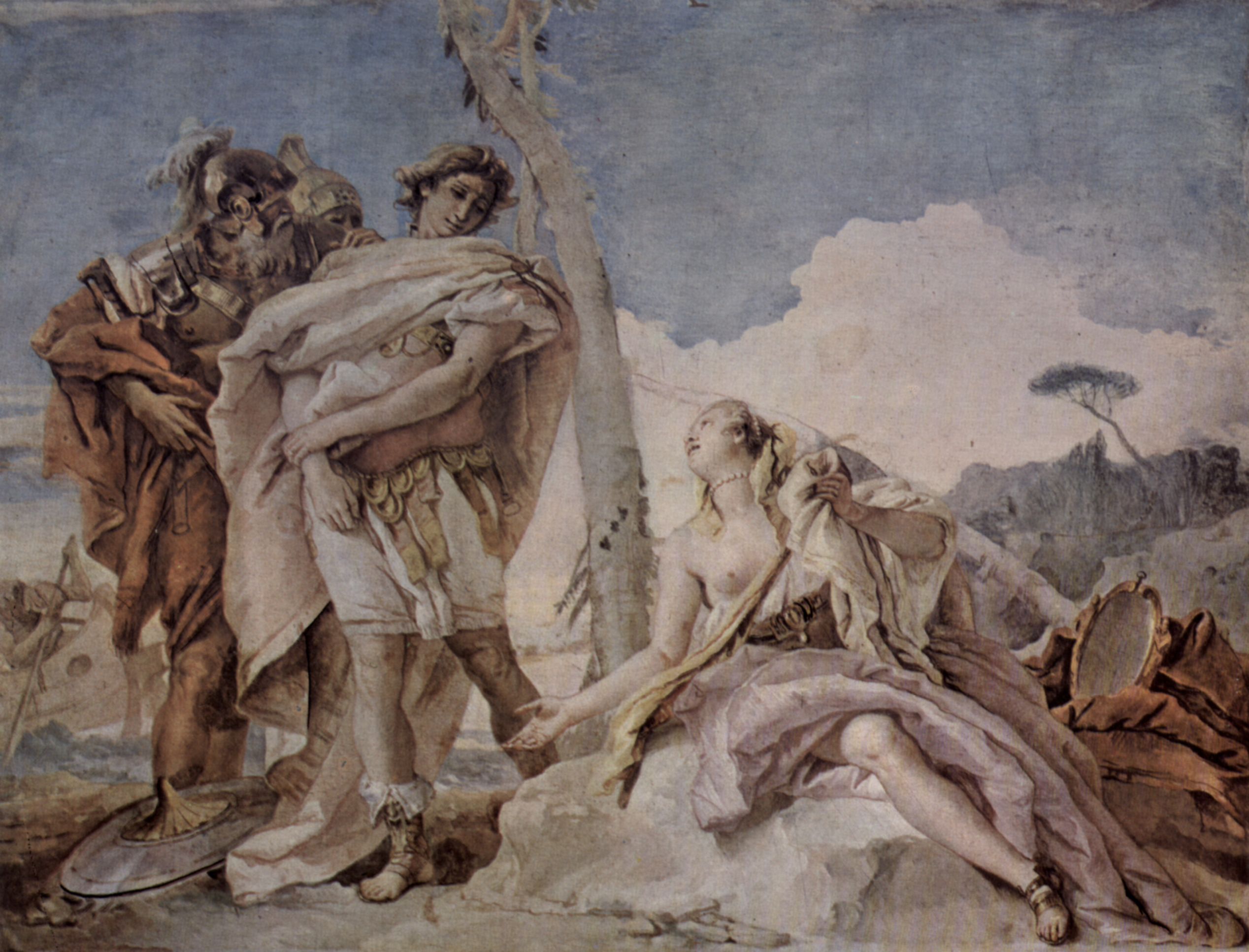 Giovanni Battista Tiepolo: Fresken in der Villa Vallmarana, Vicenca, Szene: Rinaldo verlt Armida