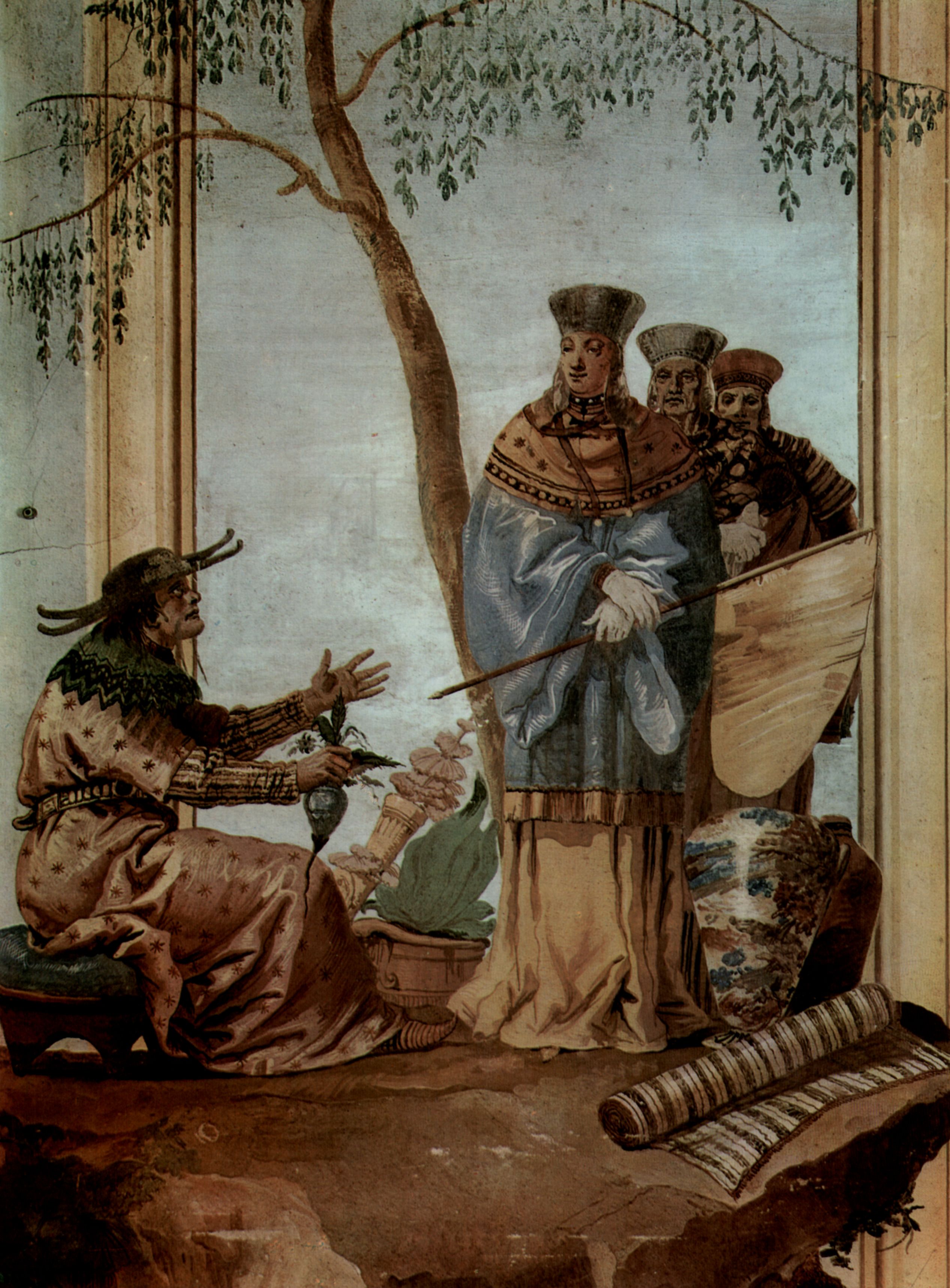 Giovanni Domenico Tiepolo: Fresken in der Villa Vallmarana, Vicenca, Szene: Chinesischer Prinz beim Wahrsager