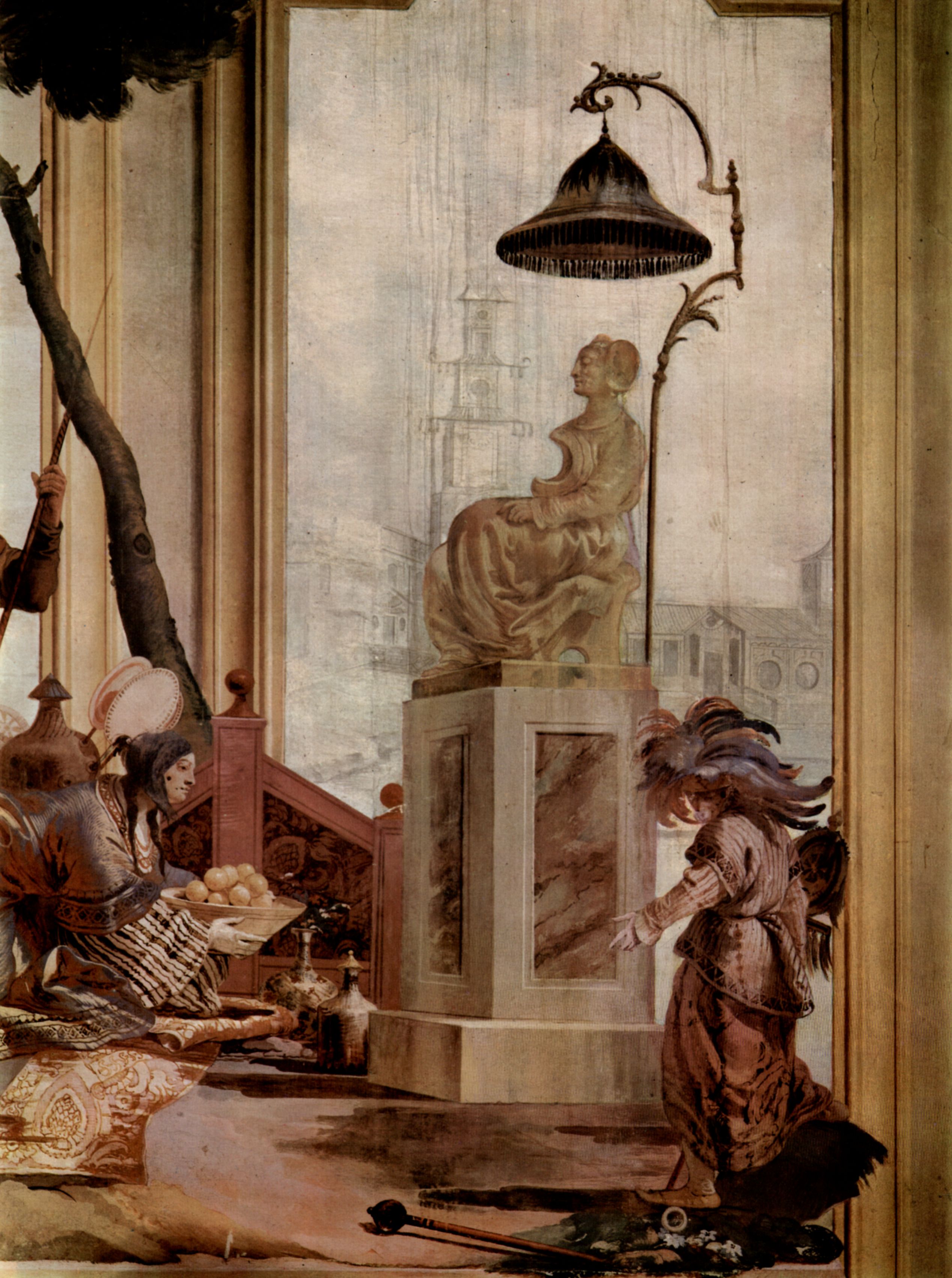 Giovanni Domenico Tiepolo: Fresken in der Villa Vallmarana, Vicenca, Szene: Frchte als Opfergabe fr eine Mondgttin