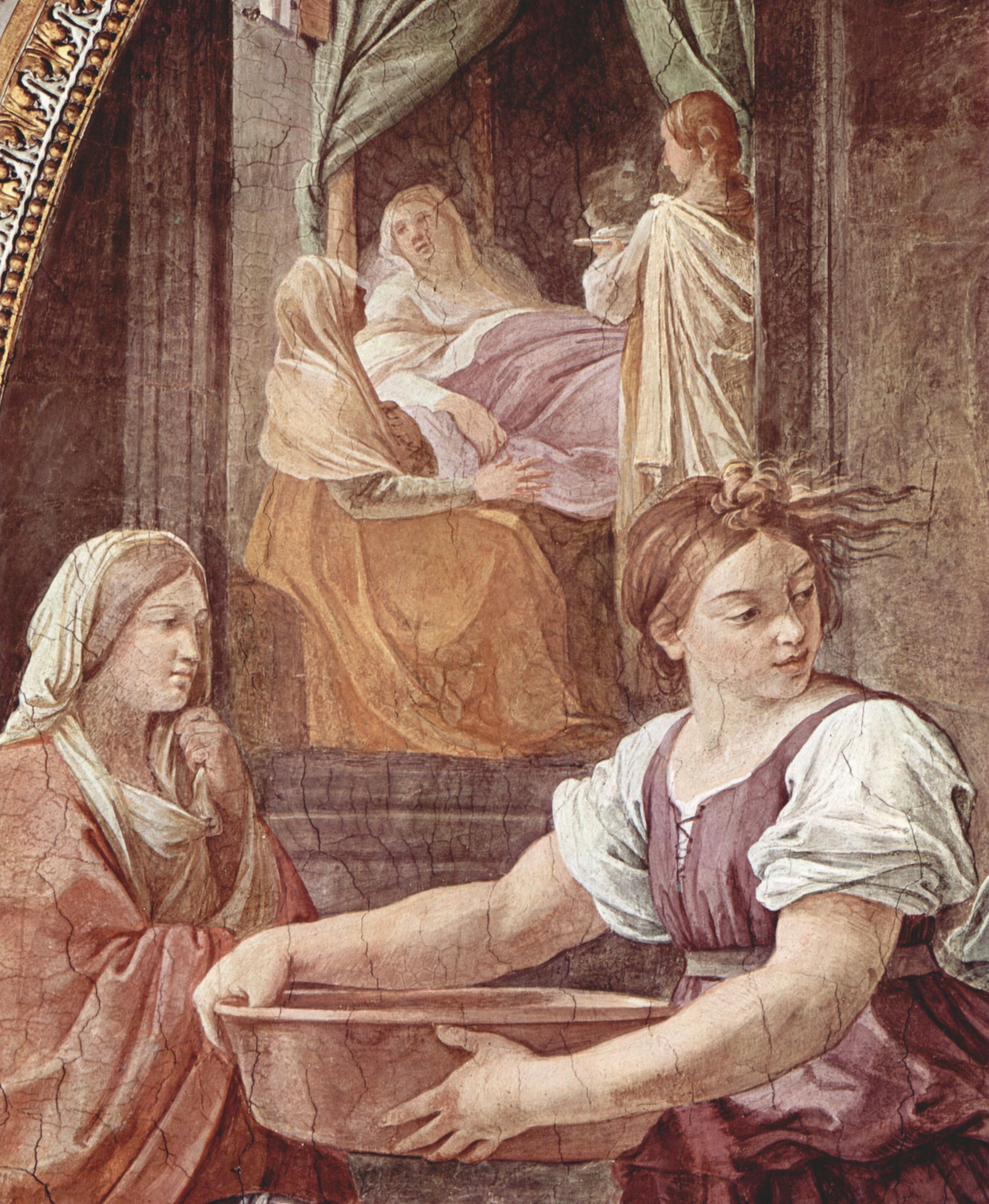 Guido Reni: Fresken im Palazzo Quirinale, Cappella dell'Annunciata, Eingangswand, Szene: Maria Geburt, Detail