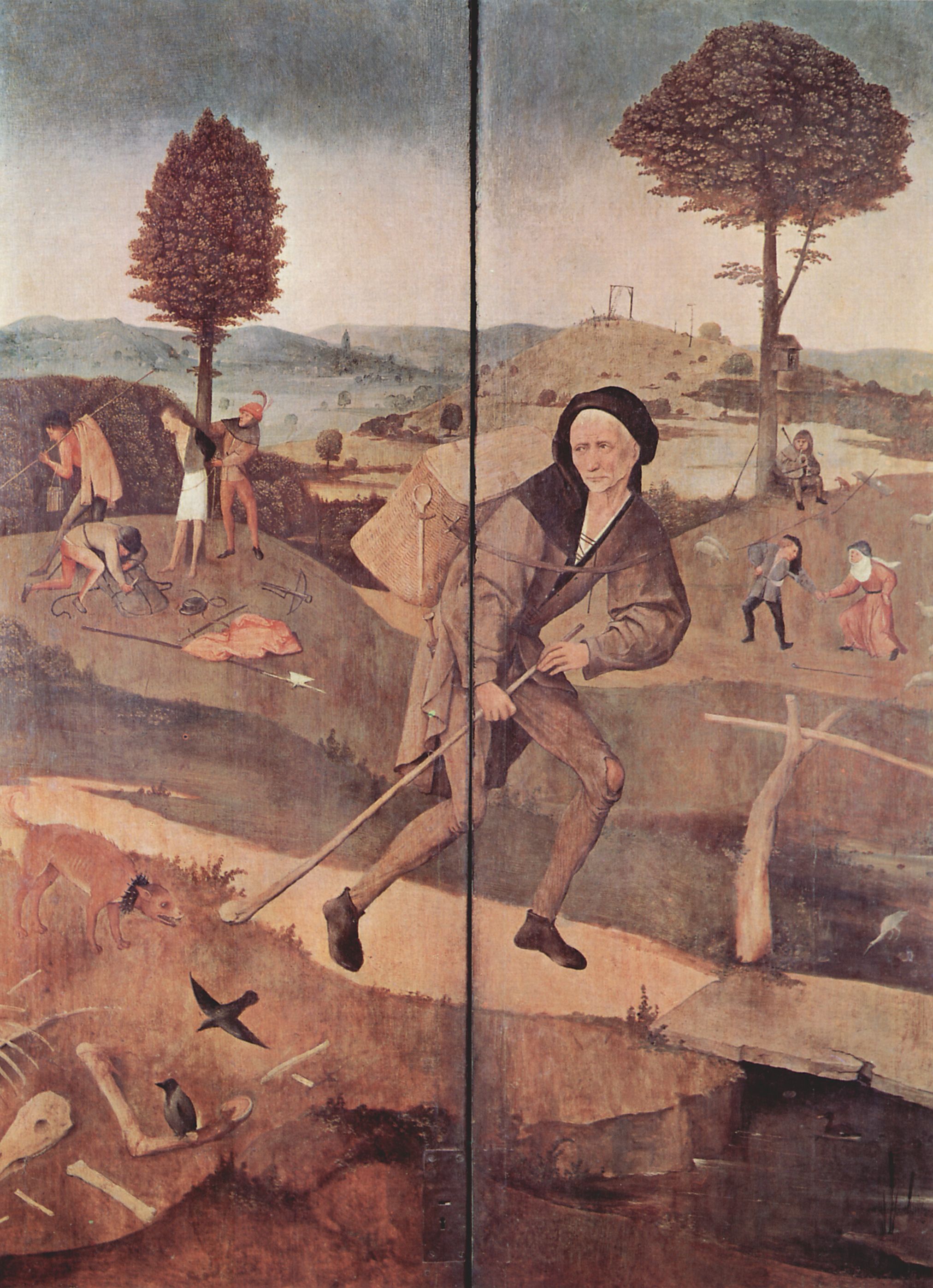 Hieronymus Bosch: Heuwagen, Triptychon, Auenseite: Der Pilgerweg des Lebens