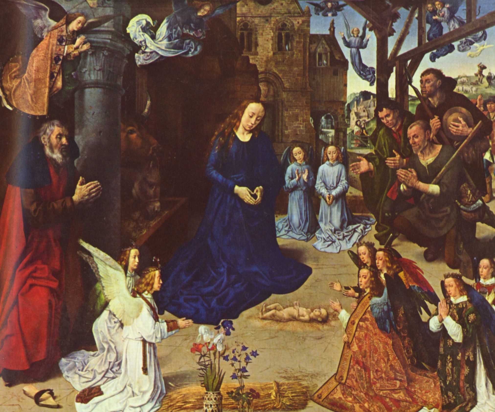 Hugo van der Goes: Portinari-Altar, Mitteltafel, Szene: Anbetung der Hirten