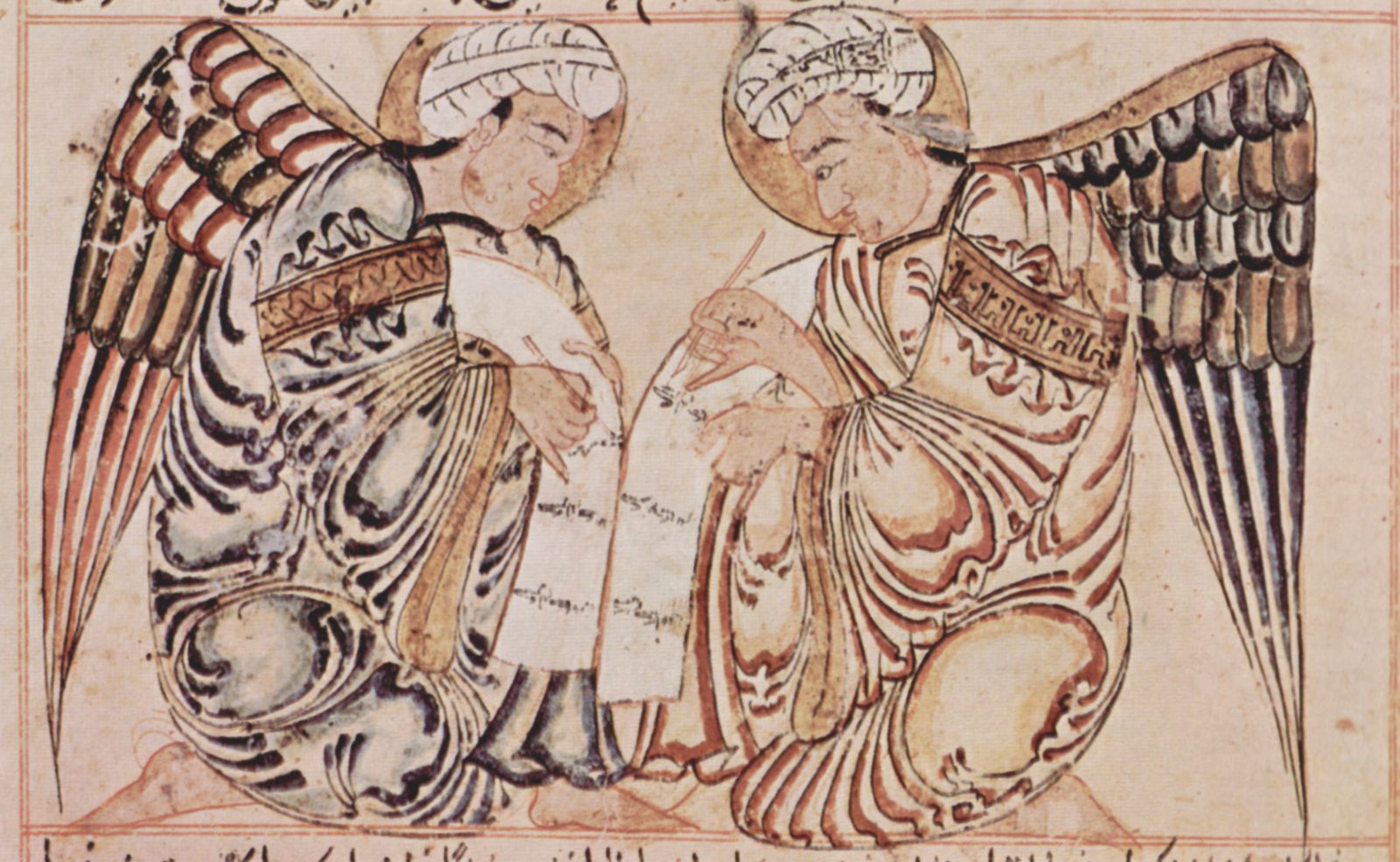 Irakischer Maler um 1280: Die Wunder der Schpfung des al-Qazwn, Szene: Die himmlischen Wchter