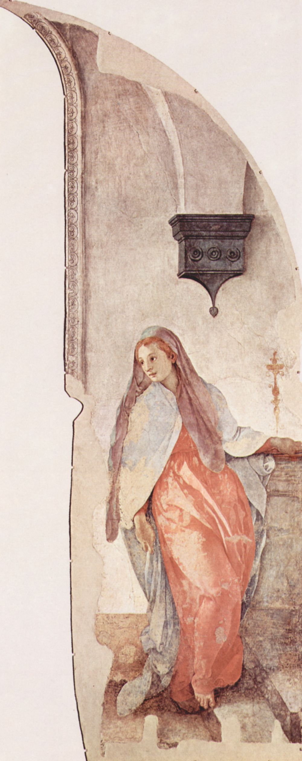 Jacopo Pontormo: Fresken der Cappioni-Kapelle in Santa Felicita in Florenz, Szene: Maria Verkndigung, Detail: Jungfrau der Verkndigung