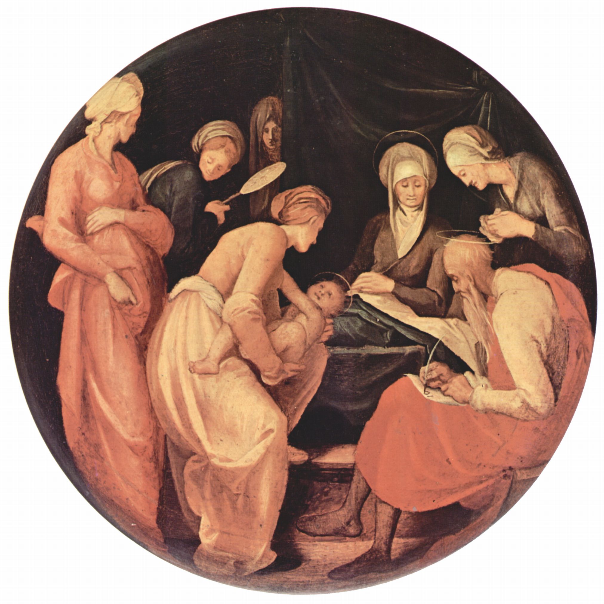 Jacopo Pontormo: Geburt Johannes des Tufers, Tondo