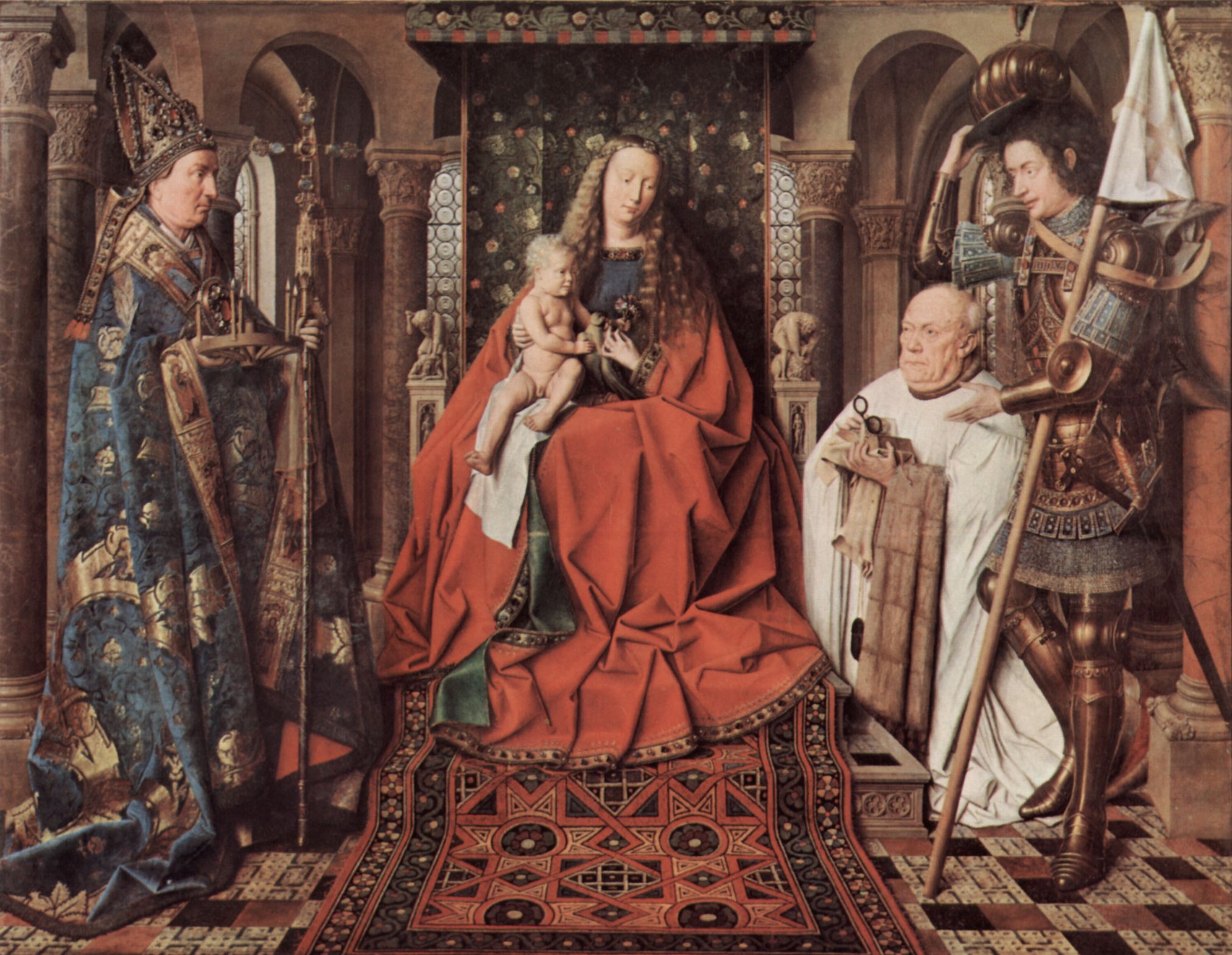 Jan van Eyck: Madonna des Kanonikus Georg van der Paele, mit Hl. Domizian, dem Hl. Georg und dem Stifter Paele