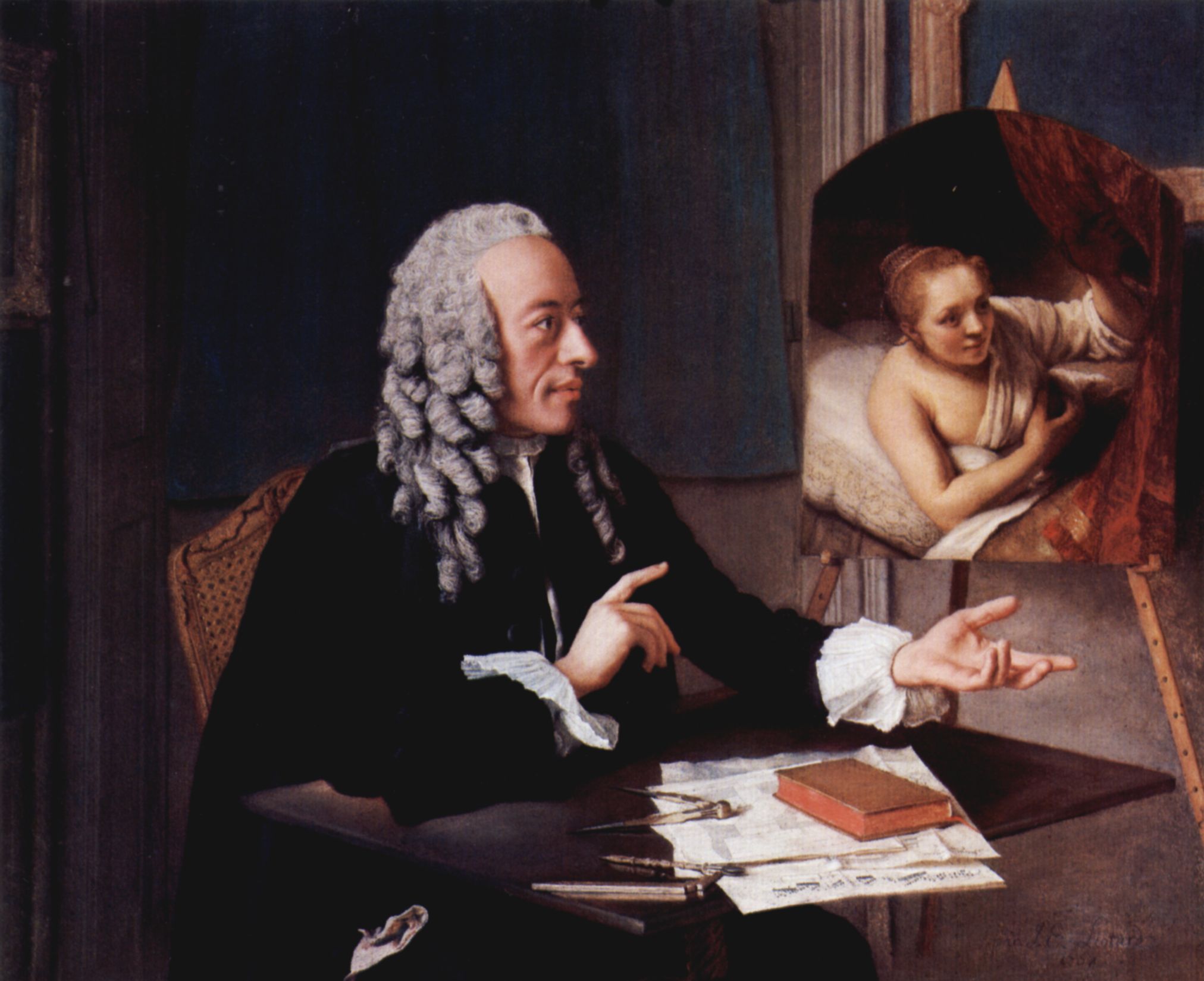 Jean-tienne Liotard: Portrt des Franois Tronchin mit seinem Rembrandt-Gemlde
