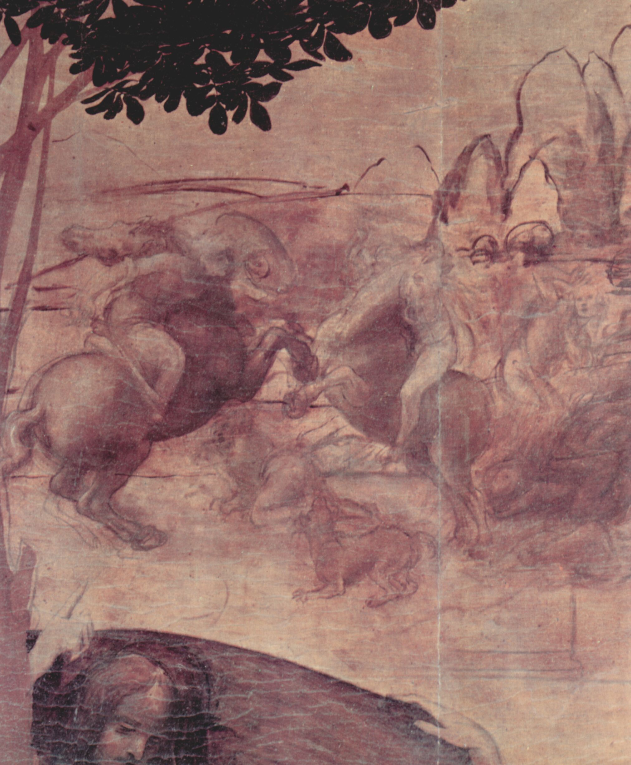 Leonardo da Vinci: Die Anbetung der Hl. Drei Knige, Detail