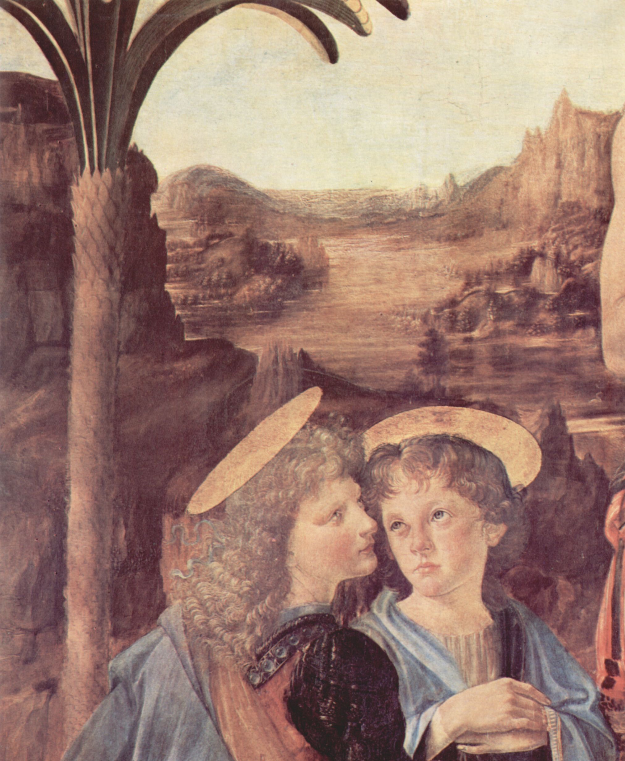 Leonardo da Vinci: Die Taufe Christi, Detail: Engel