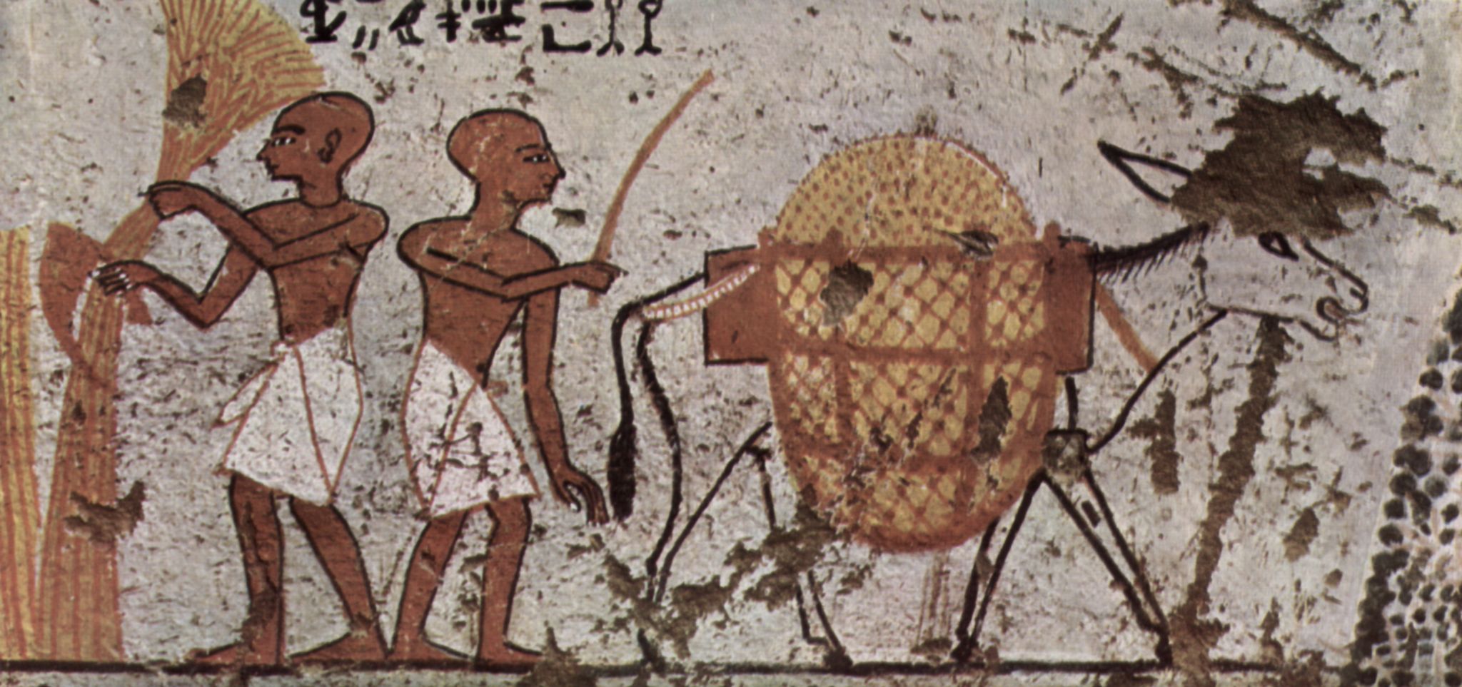 Maler der Grabkammer des Panehsi: Grabkammer des Panehsi, Priester, Szene: Esel mit Bauern