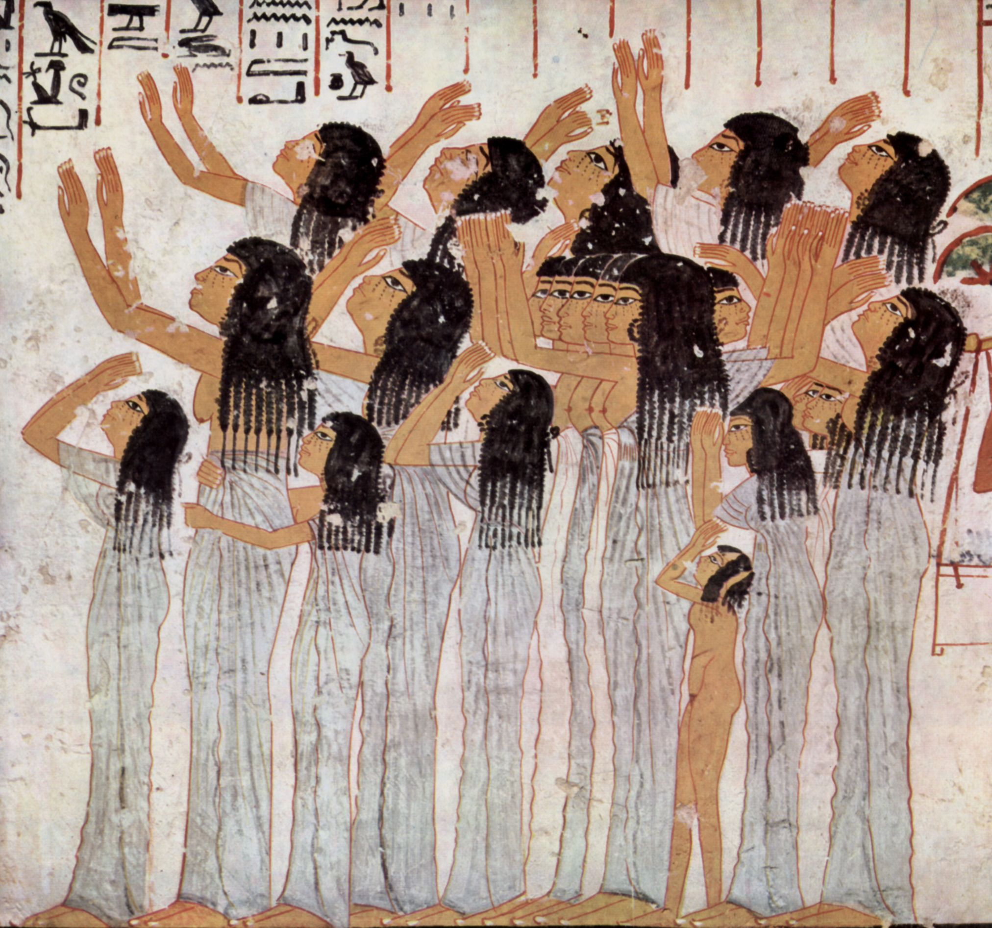 Maler der Grabkammer des Ramose: Grabkammer des Ramose, Wesir und Vorsteher Thebens unter Amenophis III. und IV., Szene: Klagefrauen, Detail