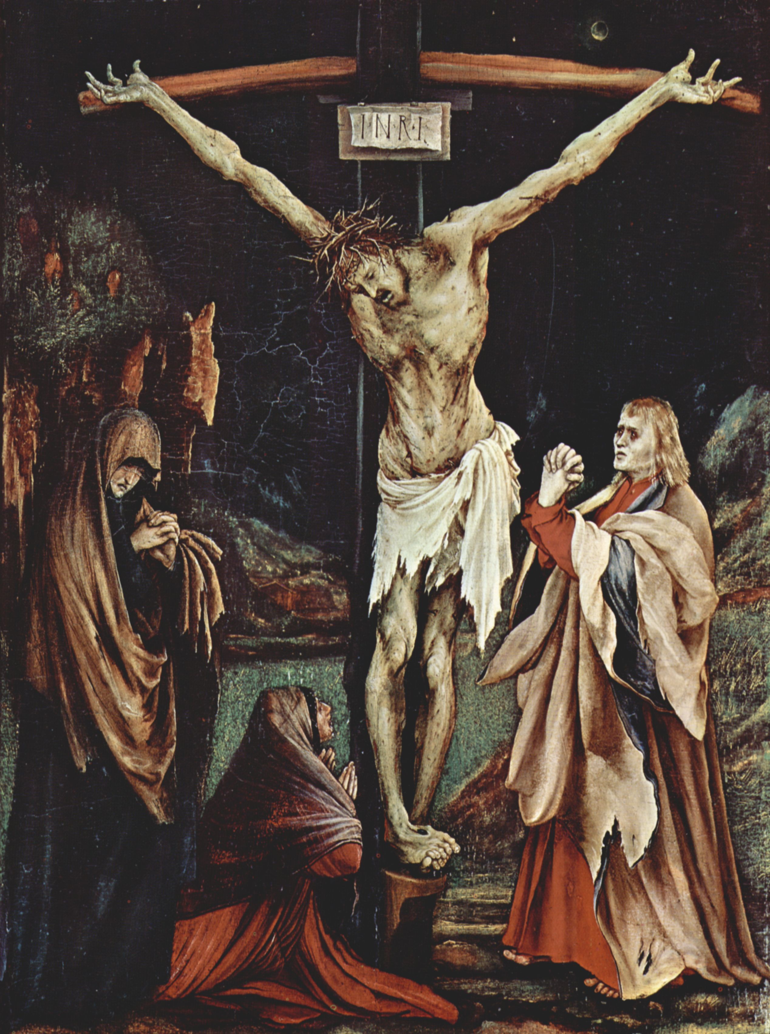 Mathis Gothart Grnewald: Die kleine Kreuzigung, Szene: Christus am Kreuz, Maria, Maria Magdalena und Hl. Johannes, Gesamtansicht