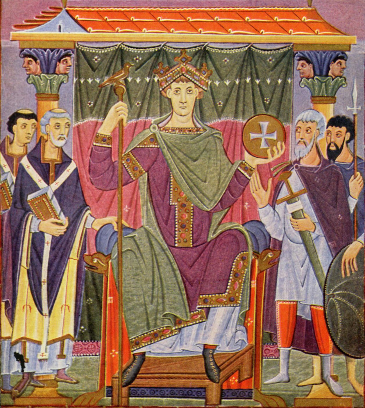 Meister der Reichenauer Schule: Evangeliar Kaiser Ottos III., Szene: Der thronende Herrscher