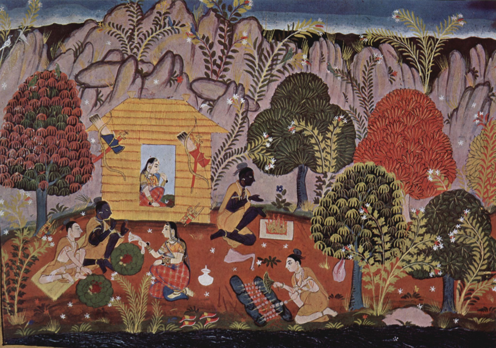 Meister des Râmâyana-Manuskripts: Râmâyana-Manuskript, Szene: Ayodhyâ-Kânda, Detail