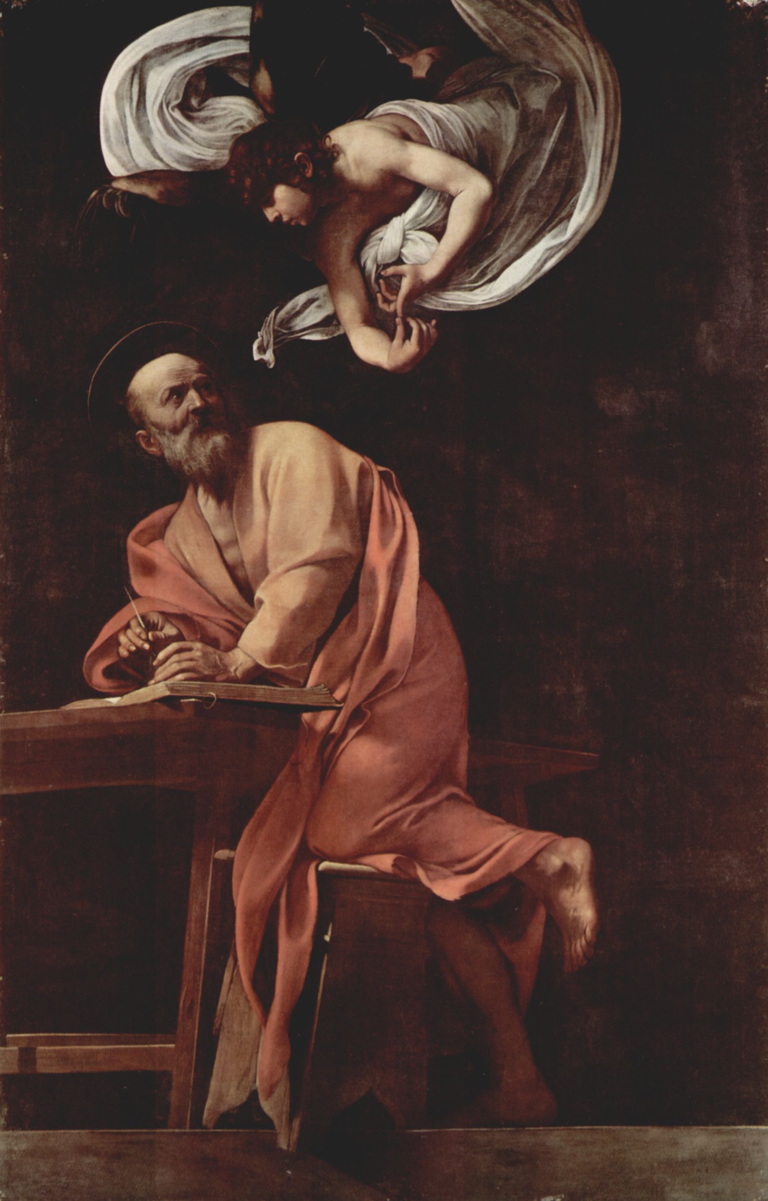 Michelangelo Caravaggio: Gemlde der Contarelli-Kapelle in San Luigi di Francesi in Rom, Szene: Hl. Matthus und der Engel