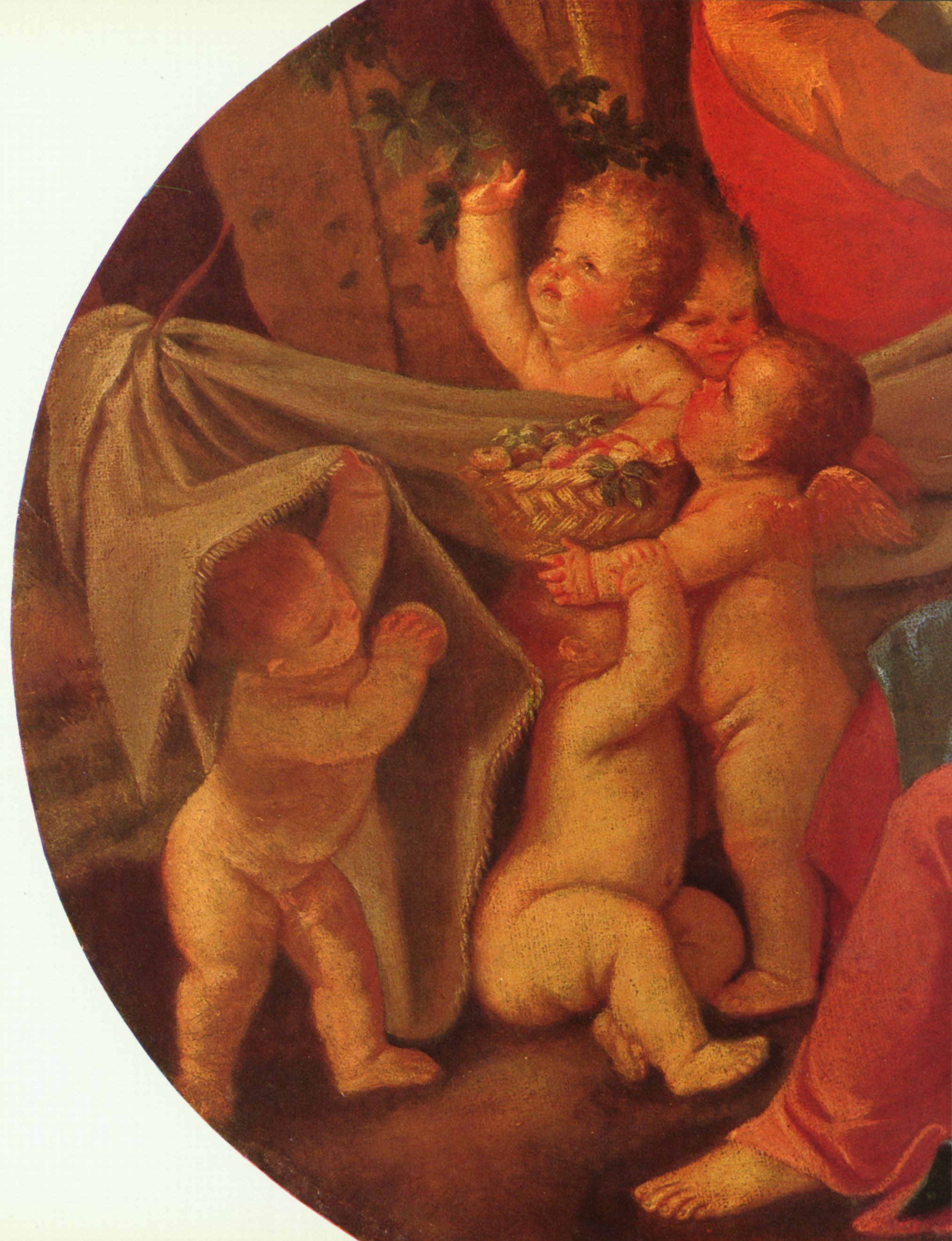 Nicolas Poussin: Heilige Familie mit Engeln, Detail, Oval