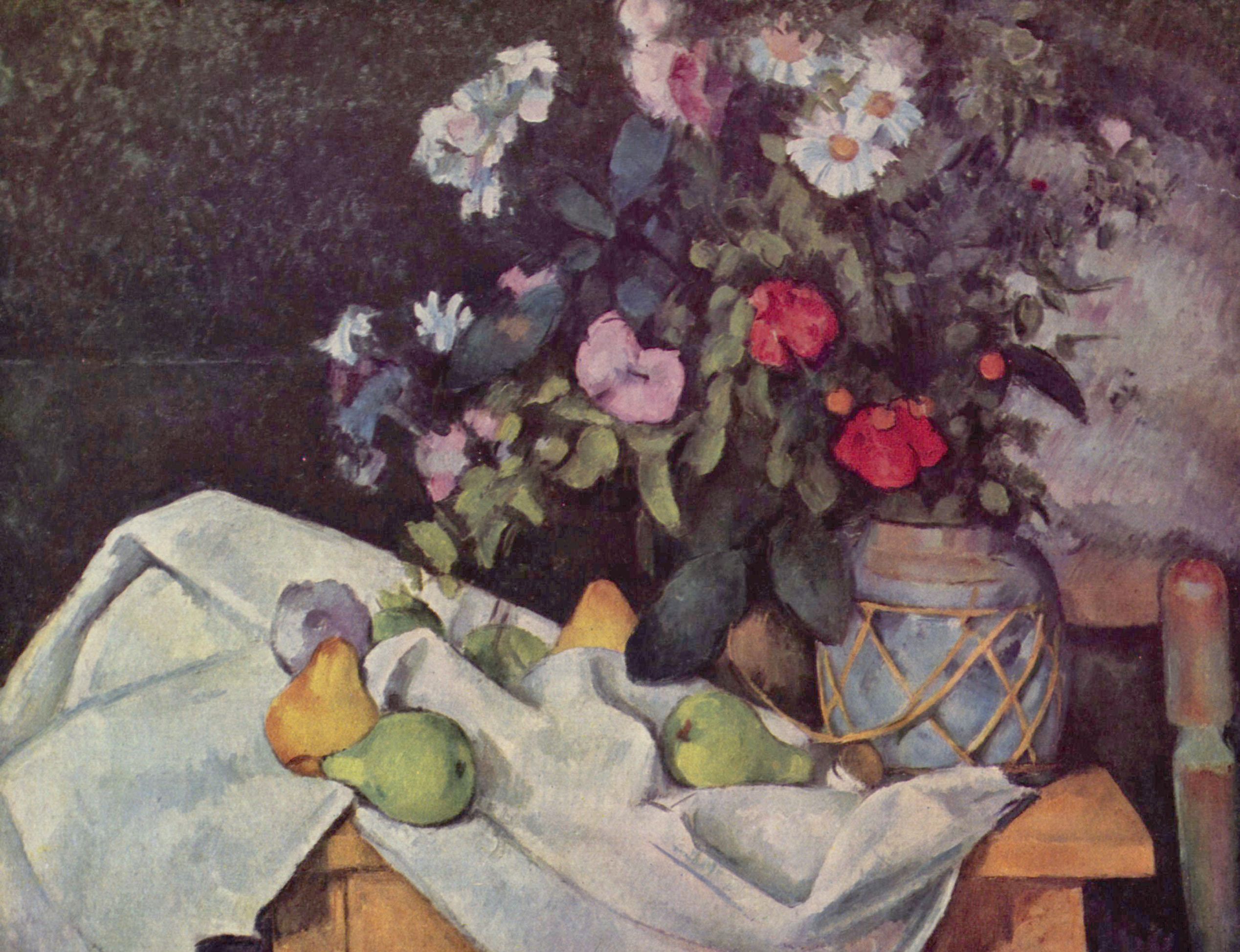 Paul Czanne: Stilleben mit Blumen und Frchten