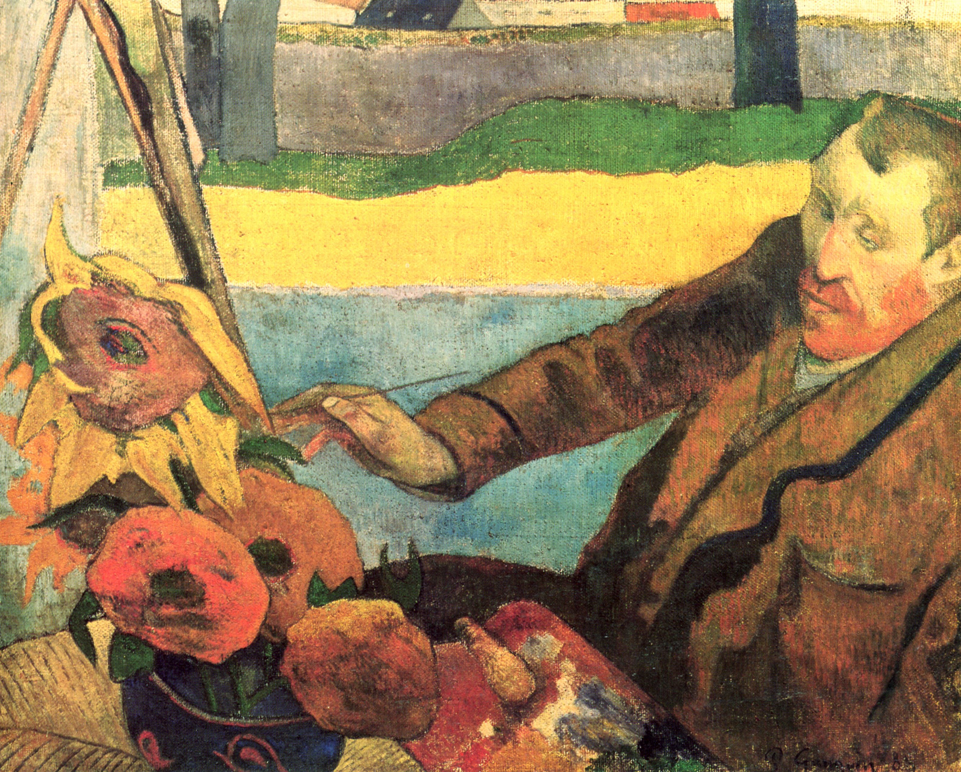 Paul Gauguin: Portrt des Vincent van Gogh, Sonnenblumen malend