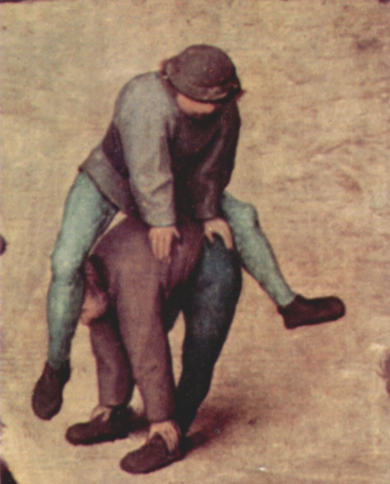 Pieter Bruegel d. Ä.: Serie der sogenannten bilderbogenartigen Gemälde, Szene: Die Kinderspiele, Detail