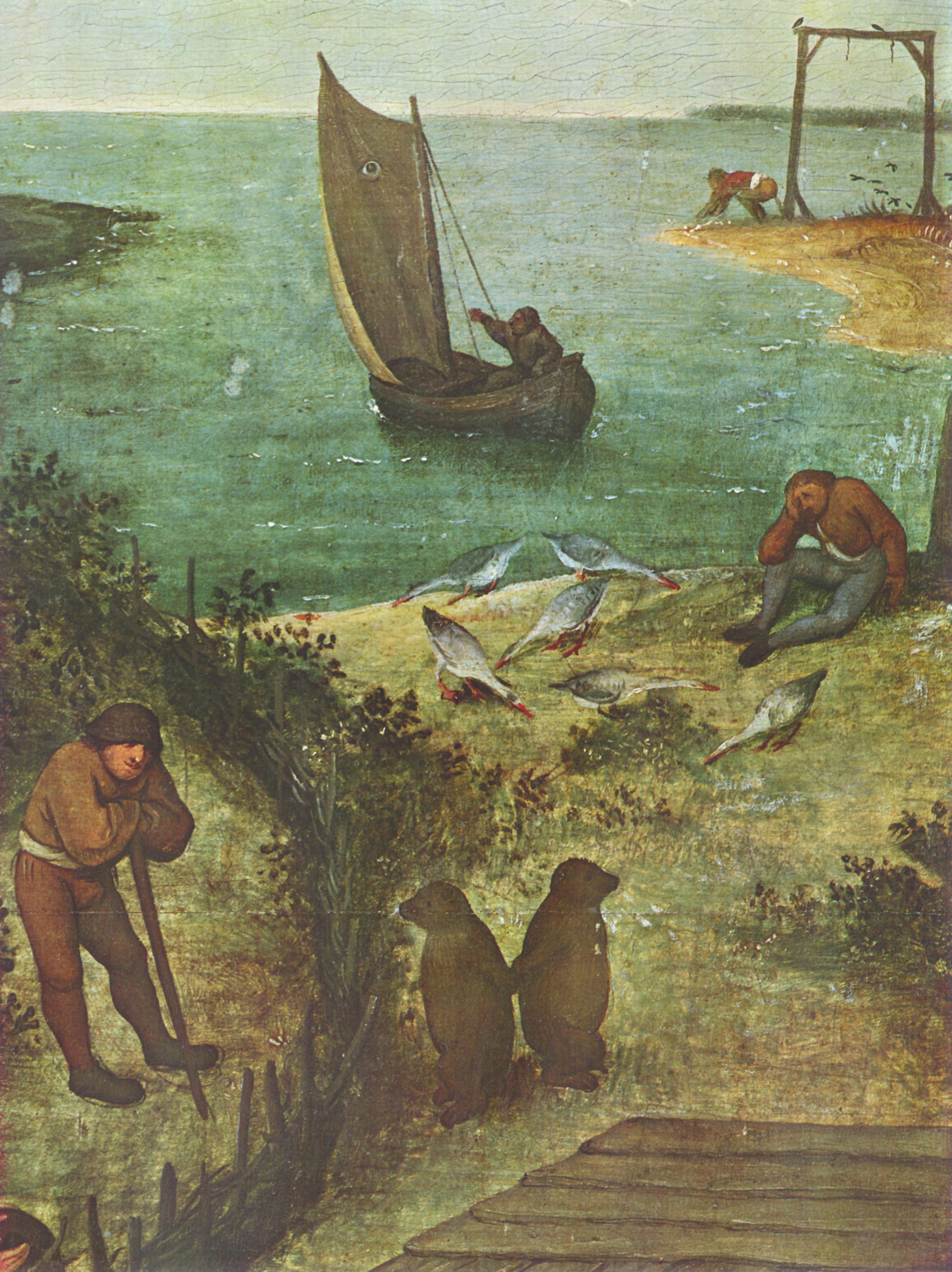 Pieter Bruegel d. .: Serie der sogenannten bilderbogenartigen Gemlde, Szene: Die niederlndischen Sprichwrter, Detail