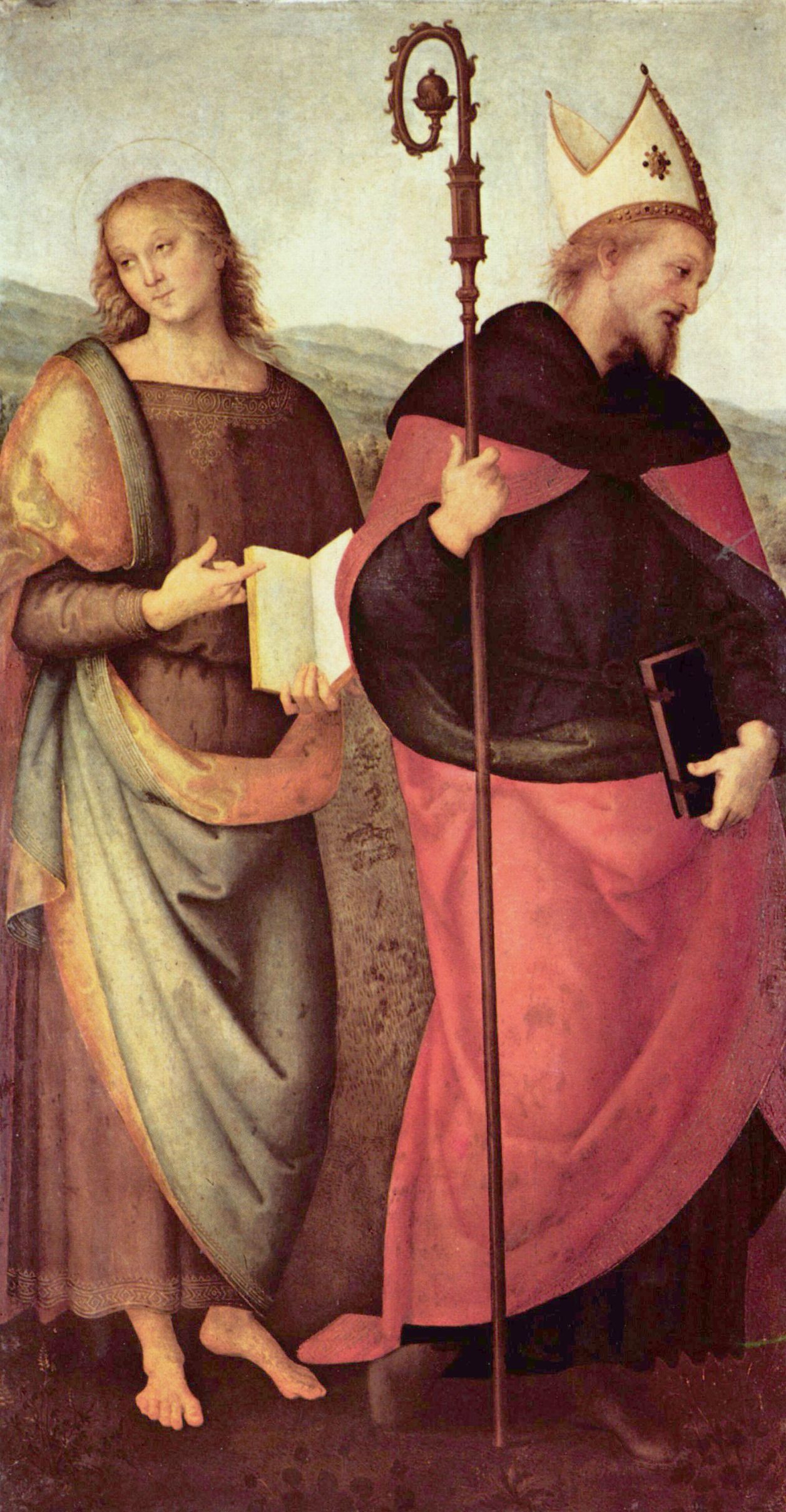 Pietro Perugino: Altar des Hl. Augustinus, Szene: Johannes der Tufer und der heilige Augustinus