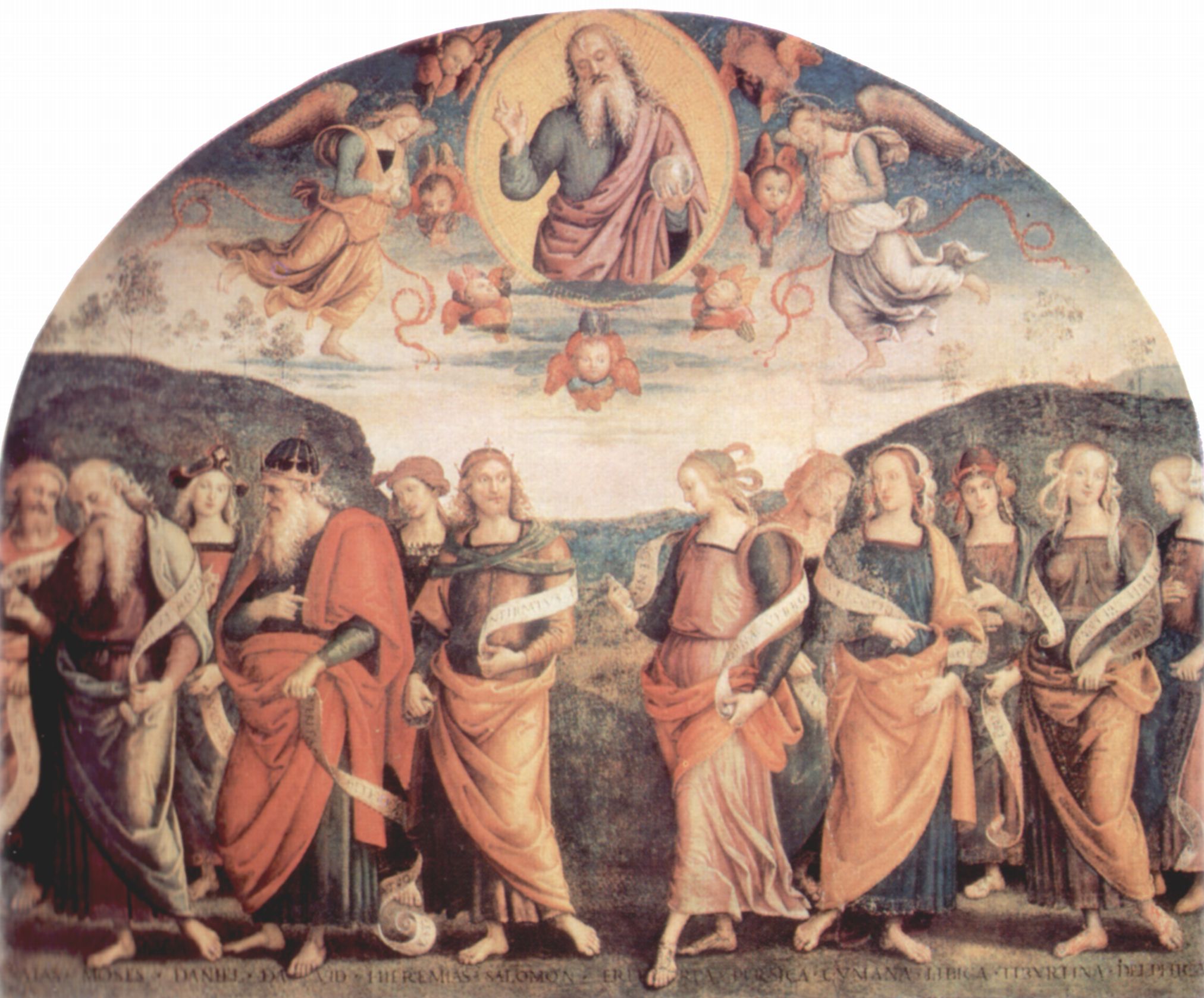 Pietro Perugino: Fresken der Sala d'Udienza im Collegio del Cambio in Perugia, Szene: Gottvater mit Propheten und Sibyllen