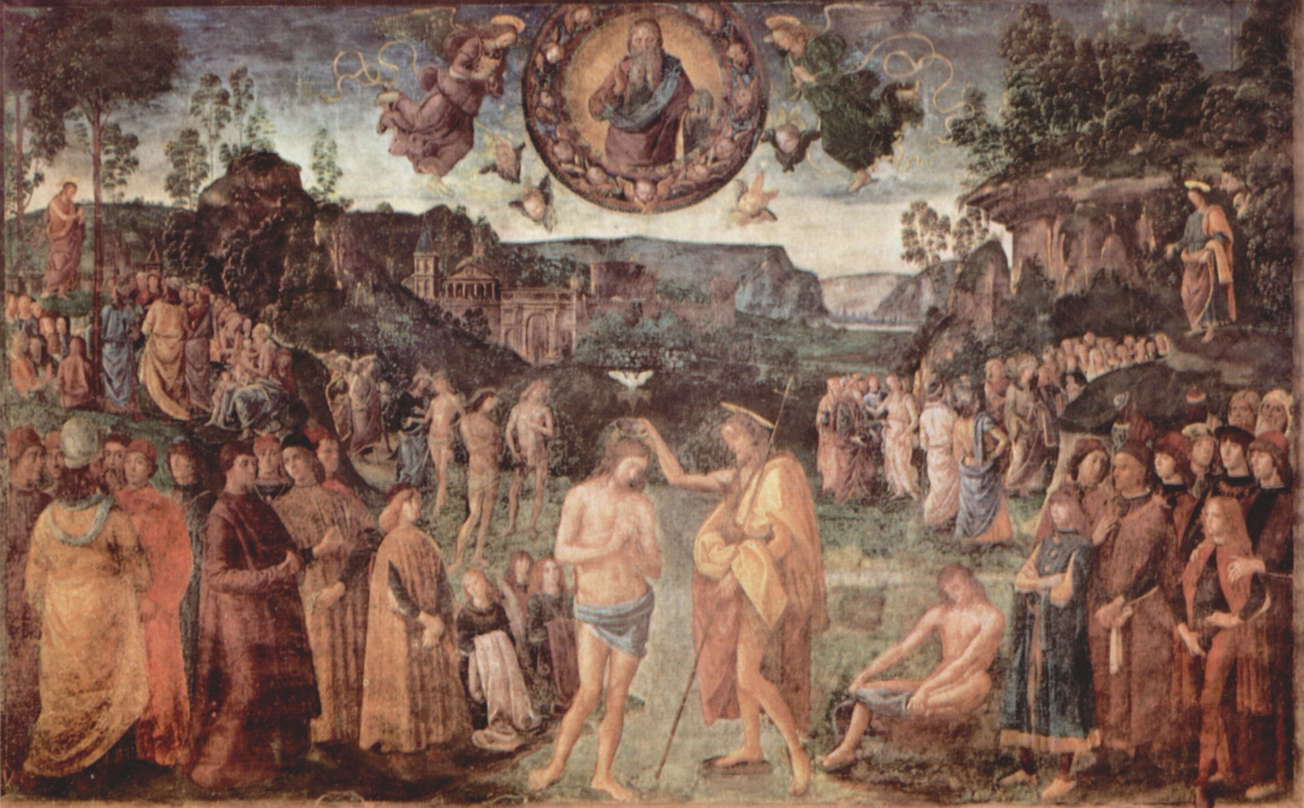 Pietro Perugino: Fresken in der Sixtinischen Kapelle, Szene: Taufe Christi