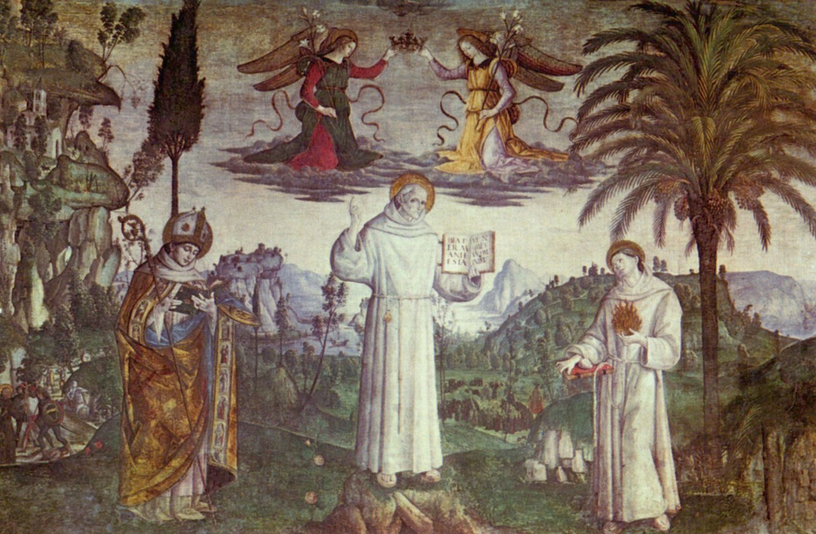 Pintoricchio: Hl. Bernhardin und zwei Heilige, Detail
