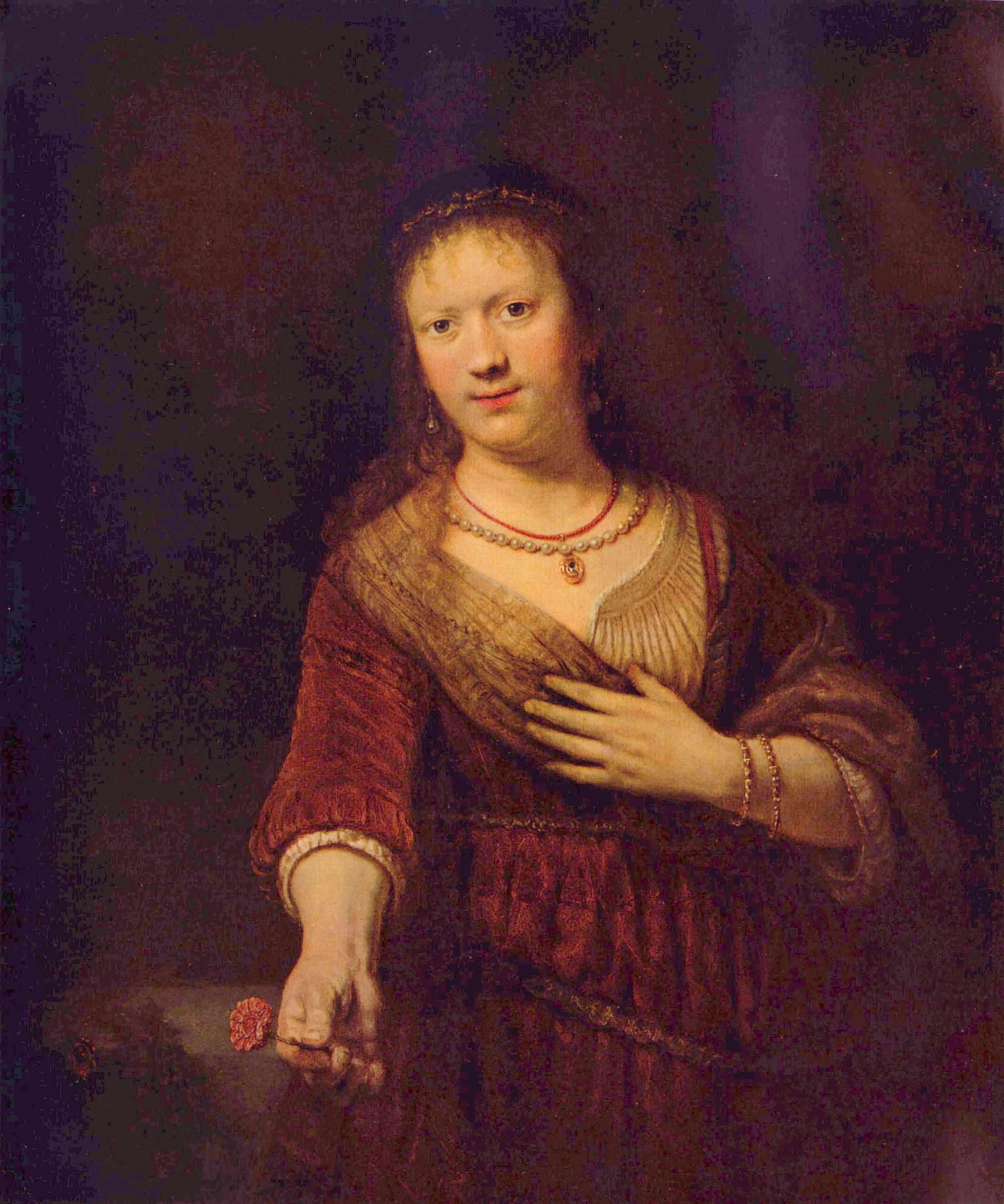 Rembrandt Harmensz. van Rijn: Portrt der Saskia mit Blume