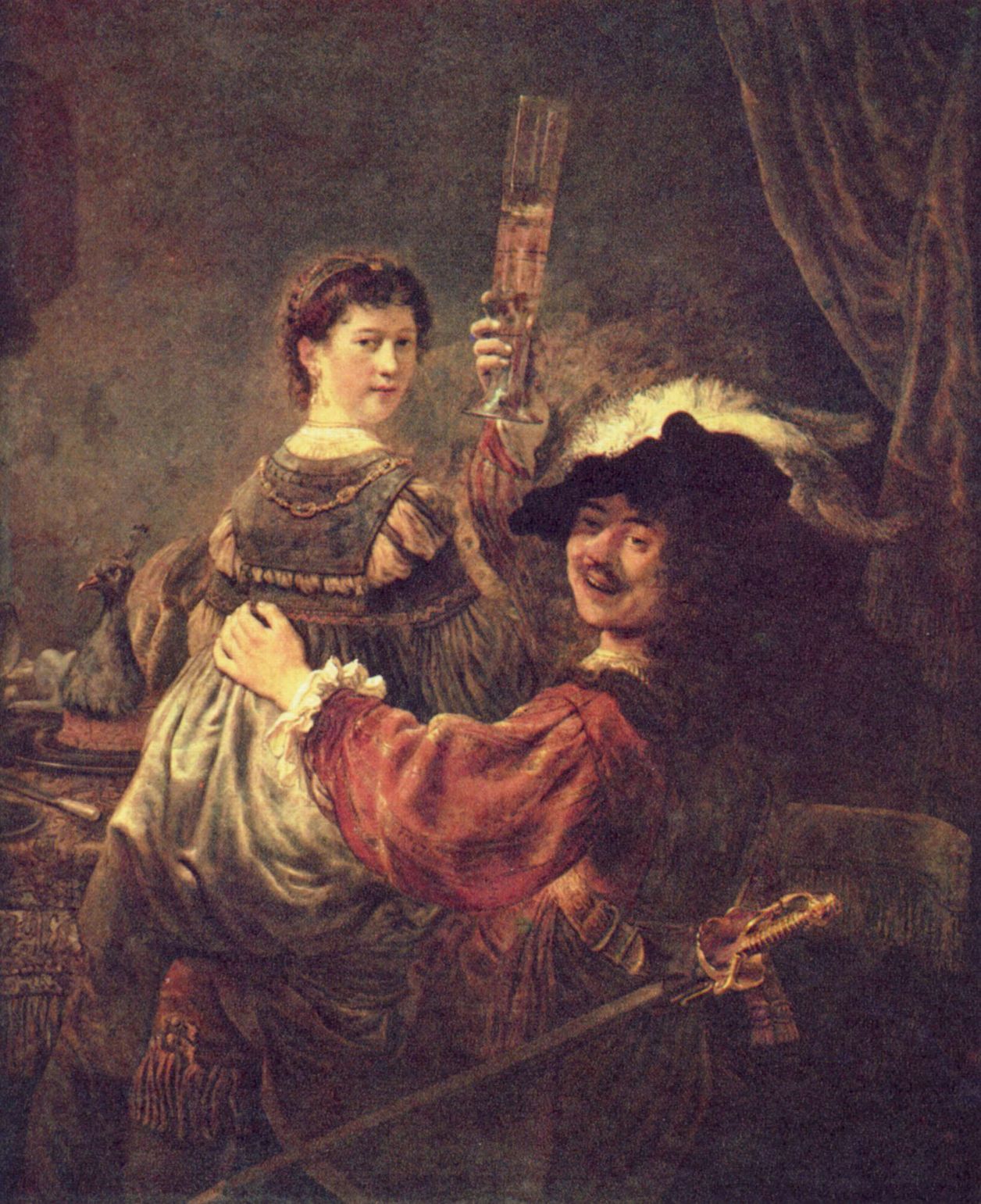 Rembrandt Harmensz. van Rijn: Selbstportrt des Knstlers mit seiner jungen Frau Saskia