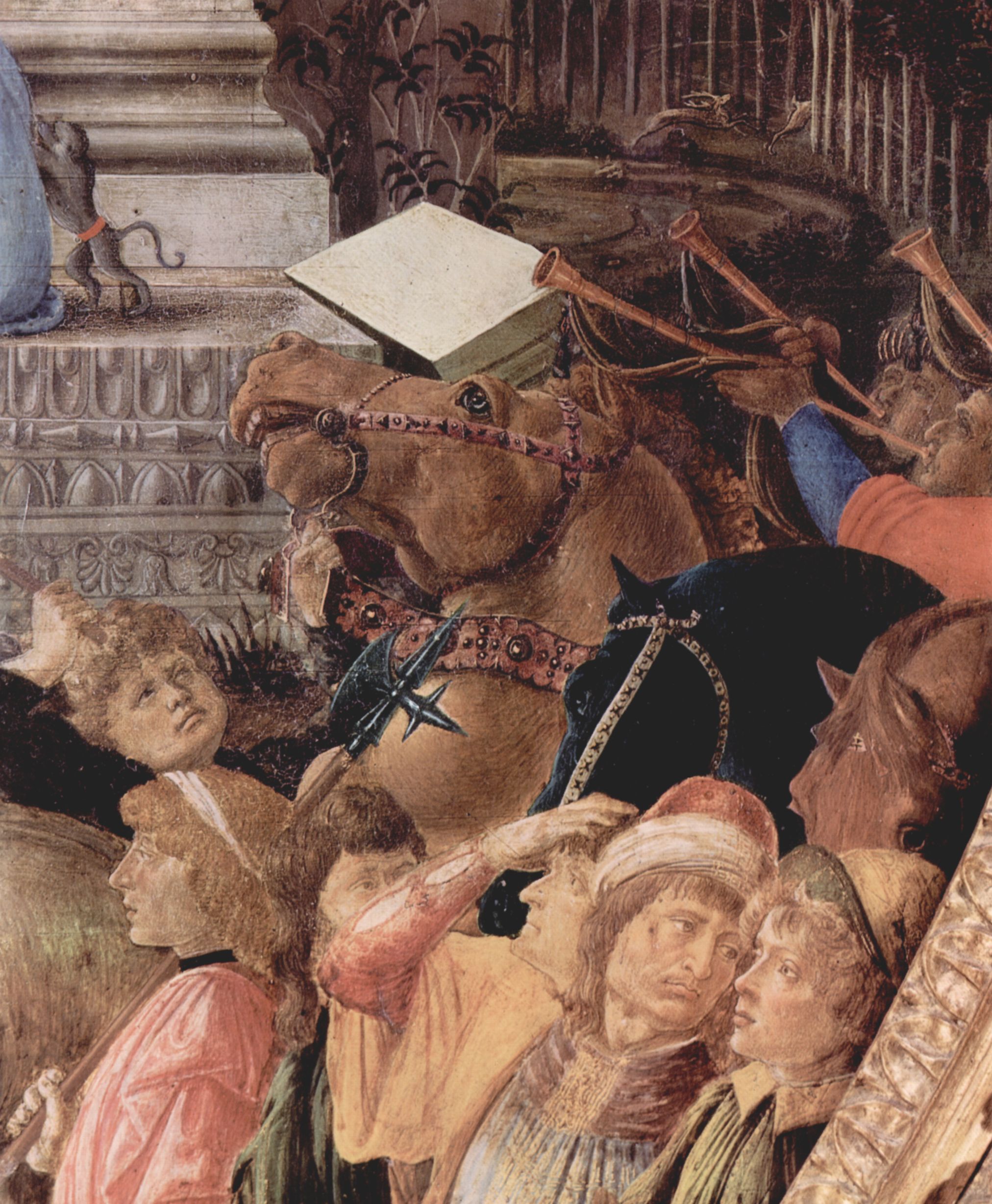 Sandro Botticelli: Anbetung der Heiligen Drei Knige (London), Tondo, Detail