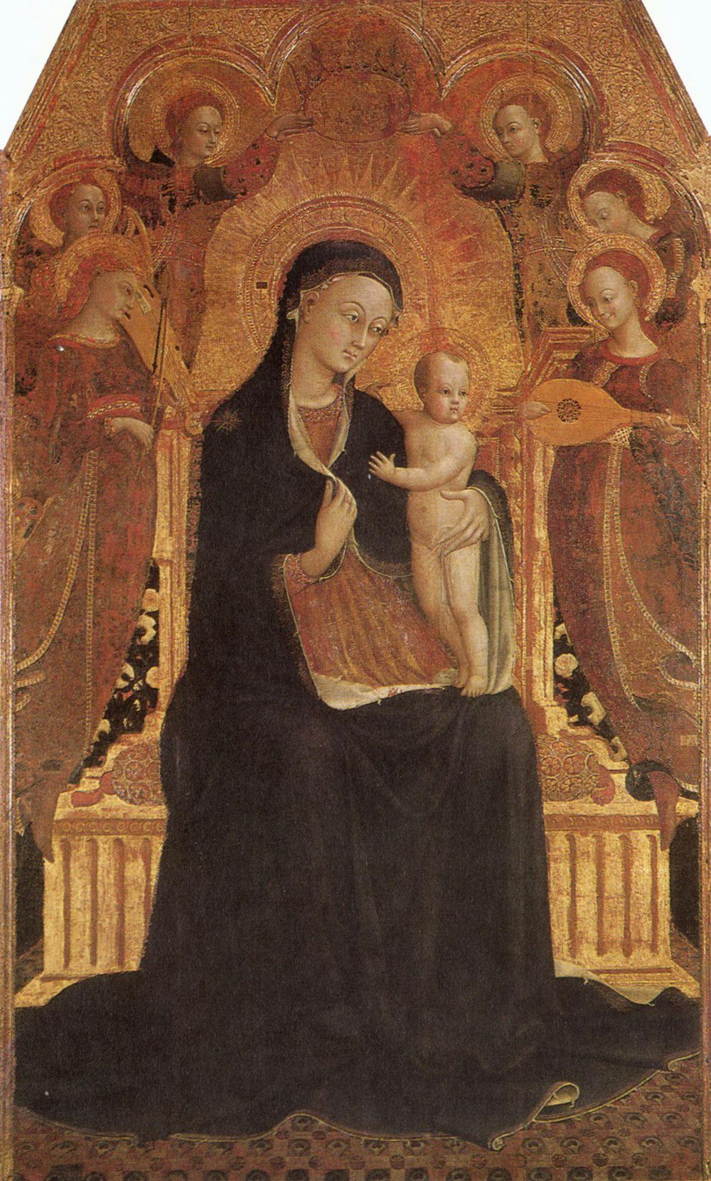 Sassetta: Maria und das Jesuskind, umgeben von sechs Engeln