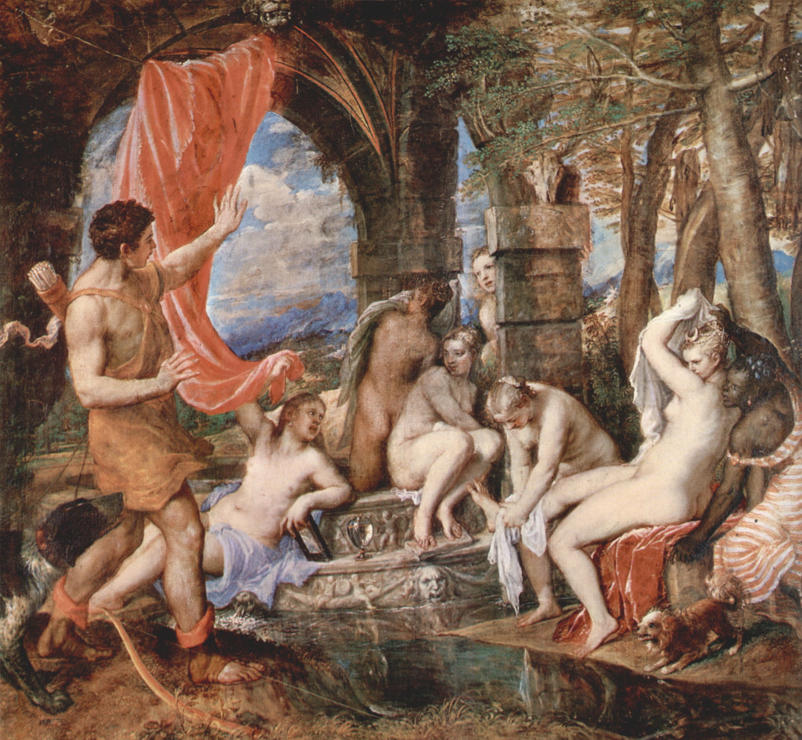 Tizian: Aktaion berrascht Diana beim Bade