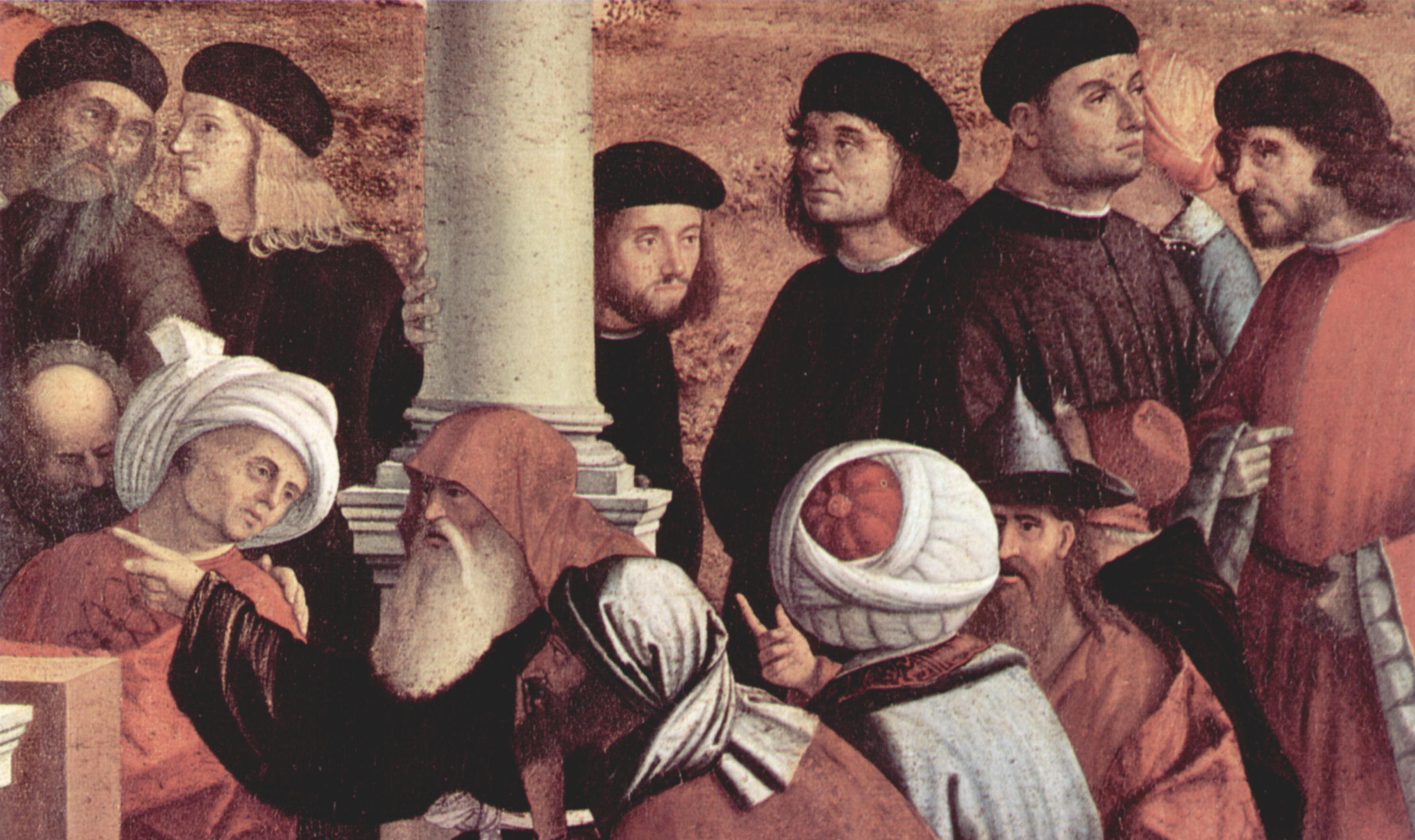 Vittore Carpaccio: Gemldezyklus zur Legende des Hl. Stephan, Szene: Streitgesprch des Hl. Stephan, Detail