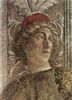Andrea Mantegna: Freskenzyklus in der Camera degli Sposi im Palazzo Duccale in Mantua, Szene: Der Hof der Gonzaga, Detail: Porträt eines Hofmannes