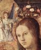 Antonello da Messina: Polyptychon des Hl. Gregor, Mitteltafel, Szene: Thronende Madonna, Detail: Kopf der Madonna mit Engel