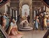 Domenico Beccafumi: Freskenzyklus im ehemaligen Palazzo Bindi Segardi, Szene: Der mutige mazedonische Knabe, der dem Opfer des Alexanders beiwohnt